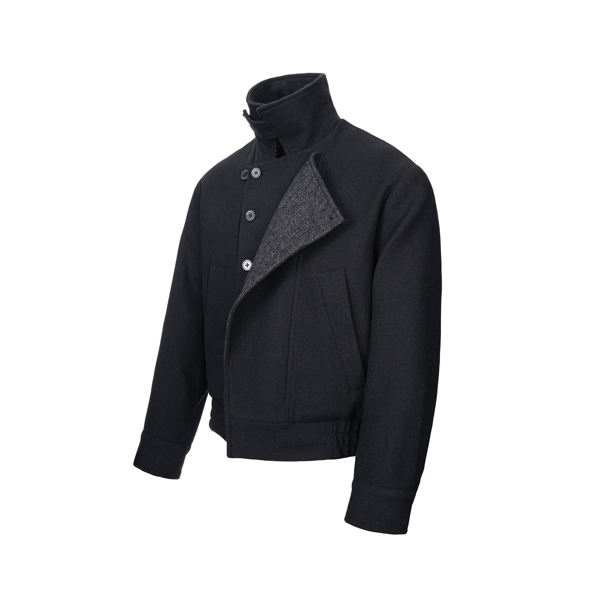 CATSSTAC Retro Wool-Blend Asymmetric Double-Placket Jacket