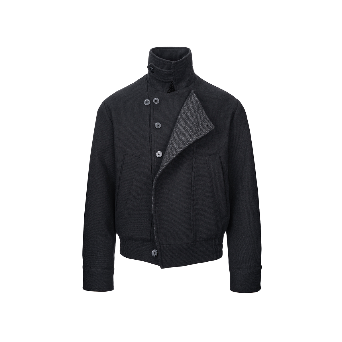 CATSSTAC Retro Wool-Blend Asymmetric Double-Placket Jacket