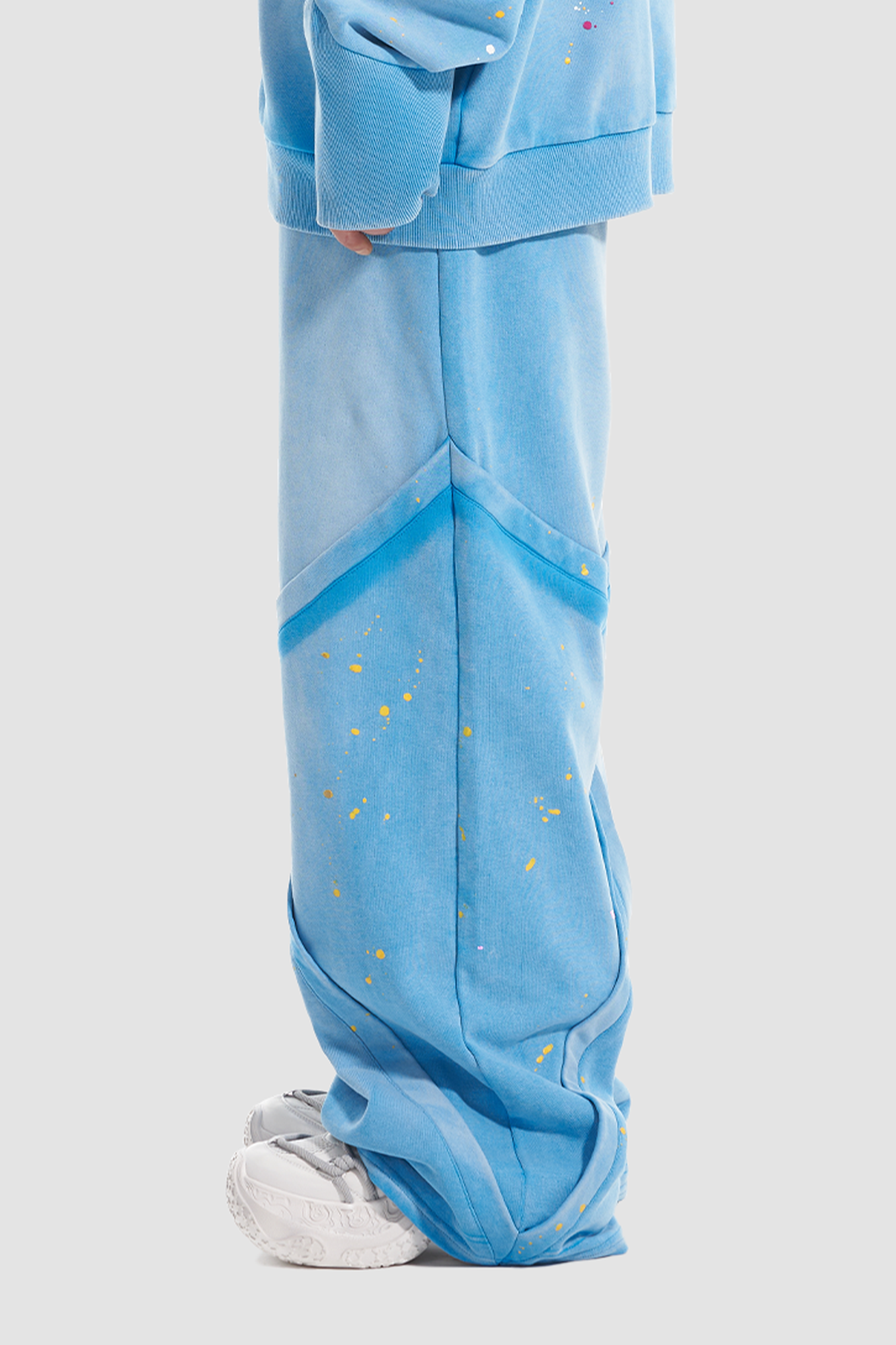 VANN VALRENCE Washed Paint-Splattered Paneled Pants