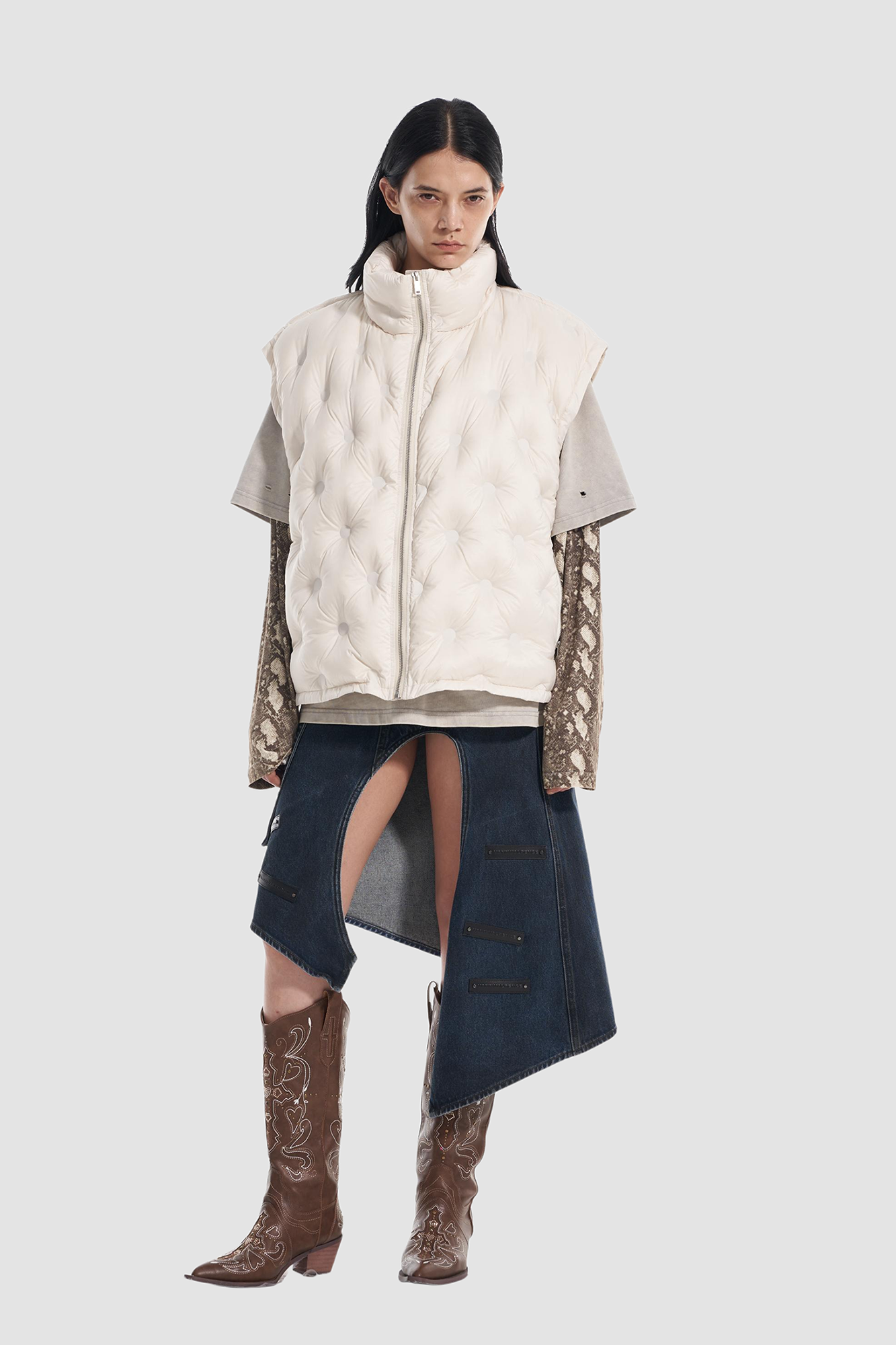 VANN VALRENCE Bubble-Quilted High-Neck Down Vest