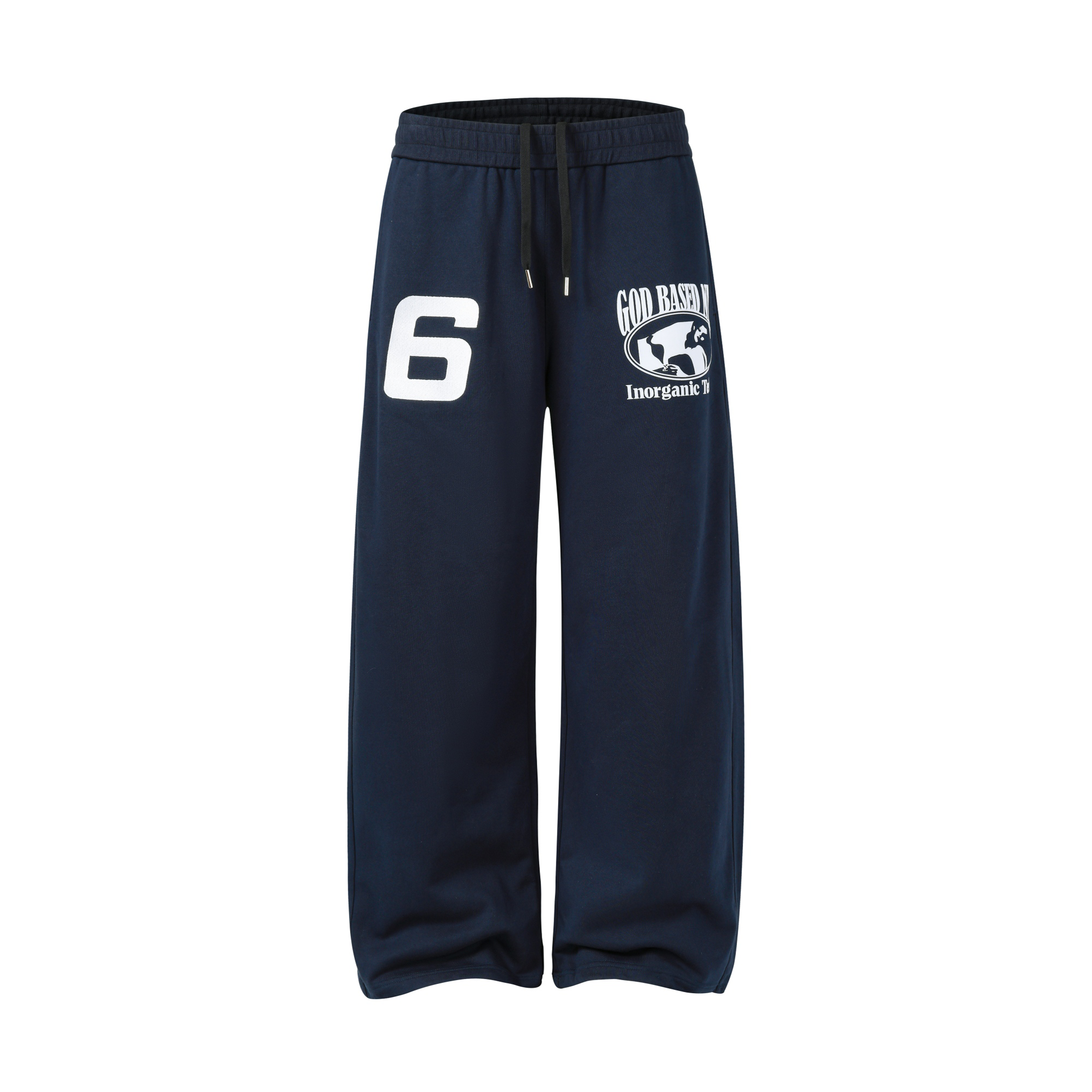 NOVACAM Embroidered Flocked Graphic Wide-Leg Sweatpants