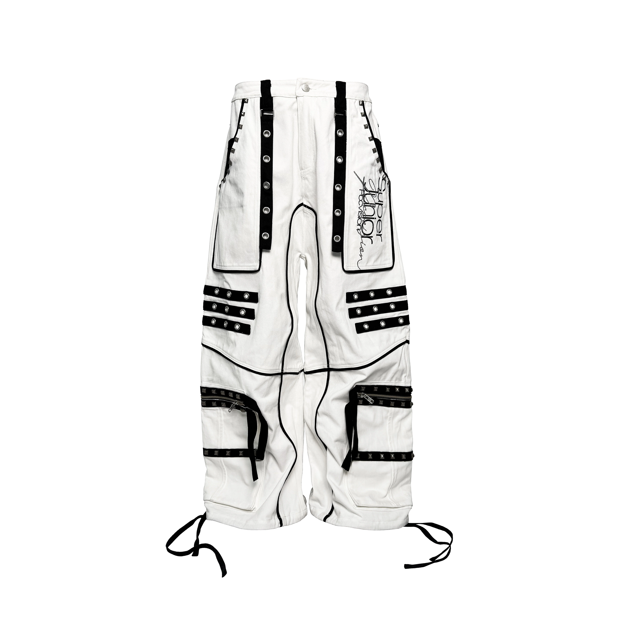 PCCVISION Studded Embroidered Baggy Pants