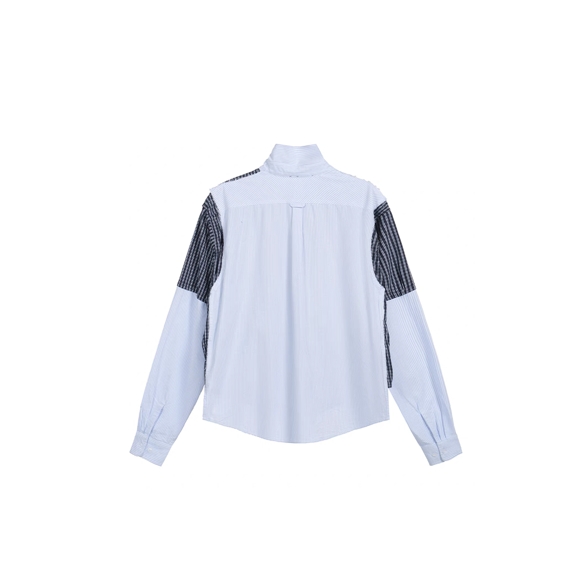 NOTHINGNESS WORLD Deconstructed Layered Graphic Spliced Shirt, premium urban and streetwear designers apparel on PROJECTISR.com, NOTHINGNESS WORLD