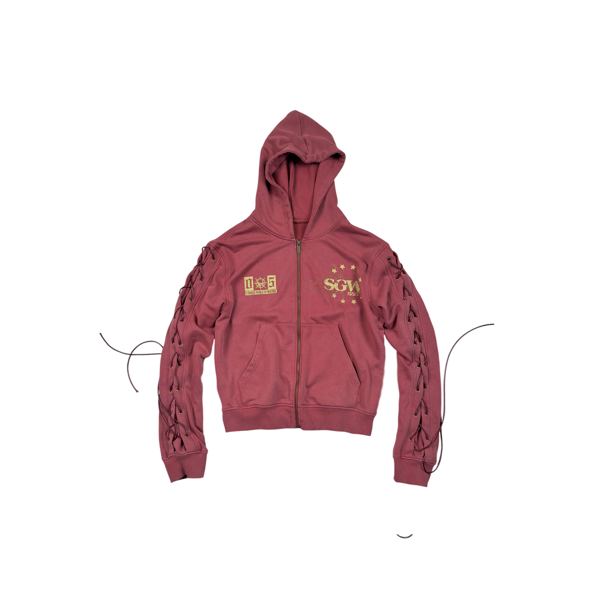 SAXGENWON Deconstructed Washed Tie-Detail Hoodie & Pants Set