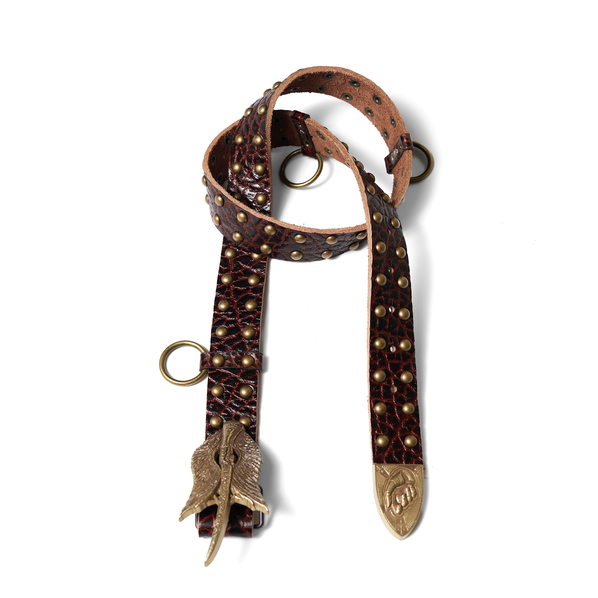 RICHILL Bronze Wing Emblem Cracked Leather Belt