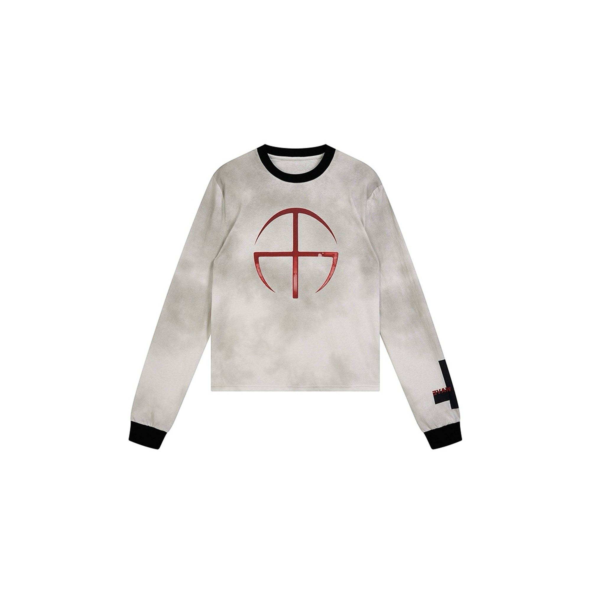 REBEL WAVE Dirty-Wash Cross Symbol Long-Sleeve Tee