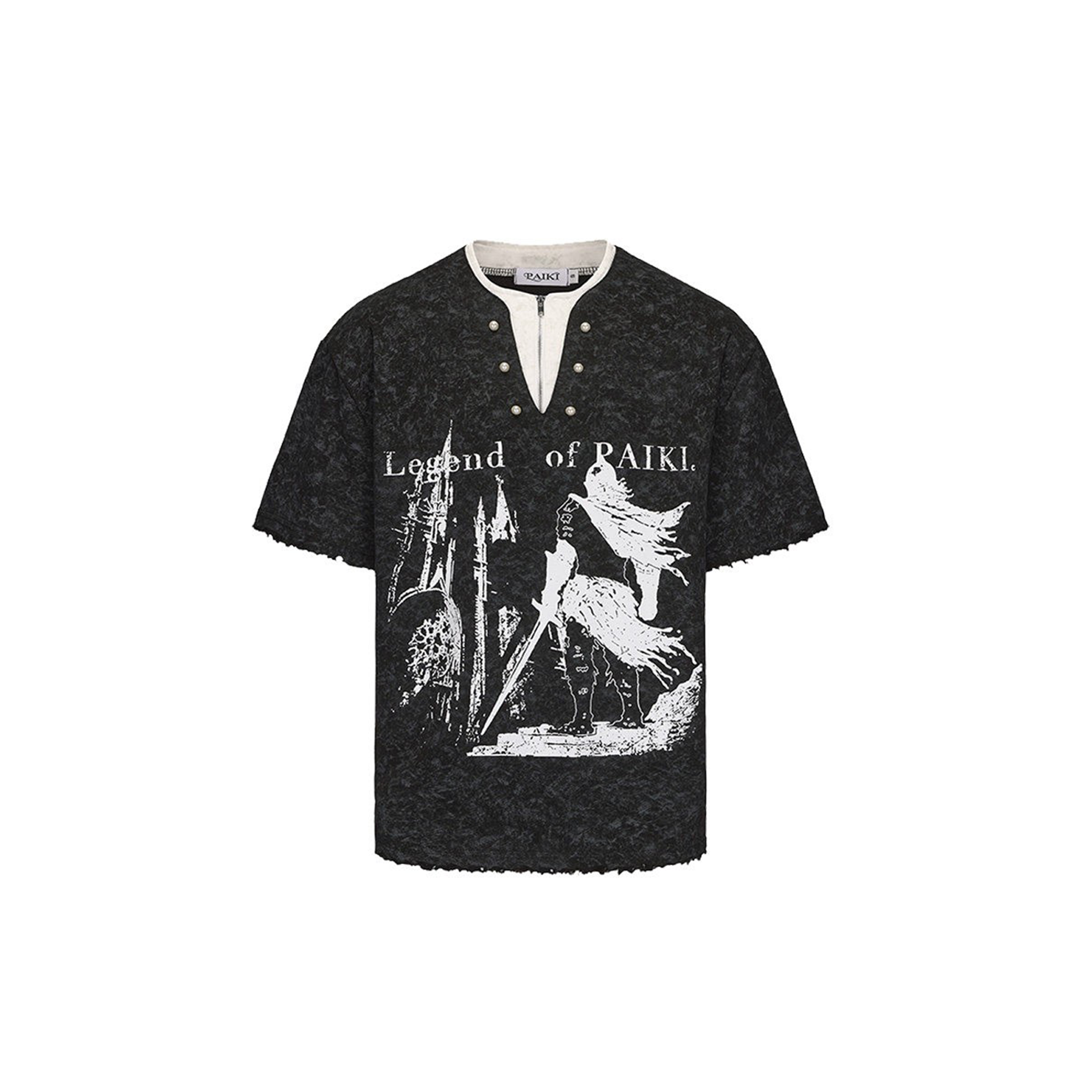 PAIKI Castle Graphic Henley Layered Tee