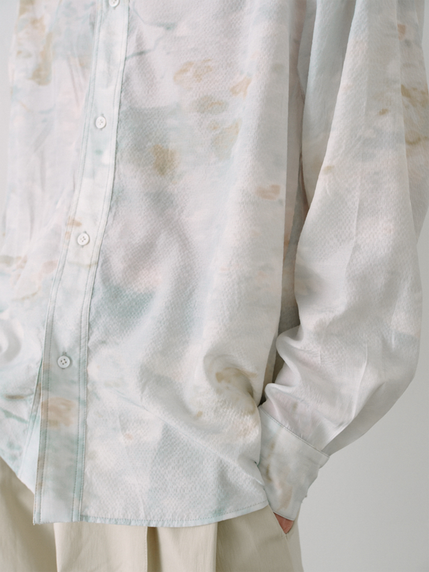 GRAINMUSTARD Washed Tie-Dye Draped Shirt, premium urban and streetwear designers apparel on PROJECTISR.com, GRAINMUSTARD