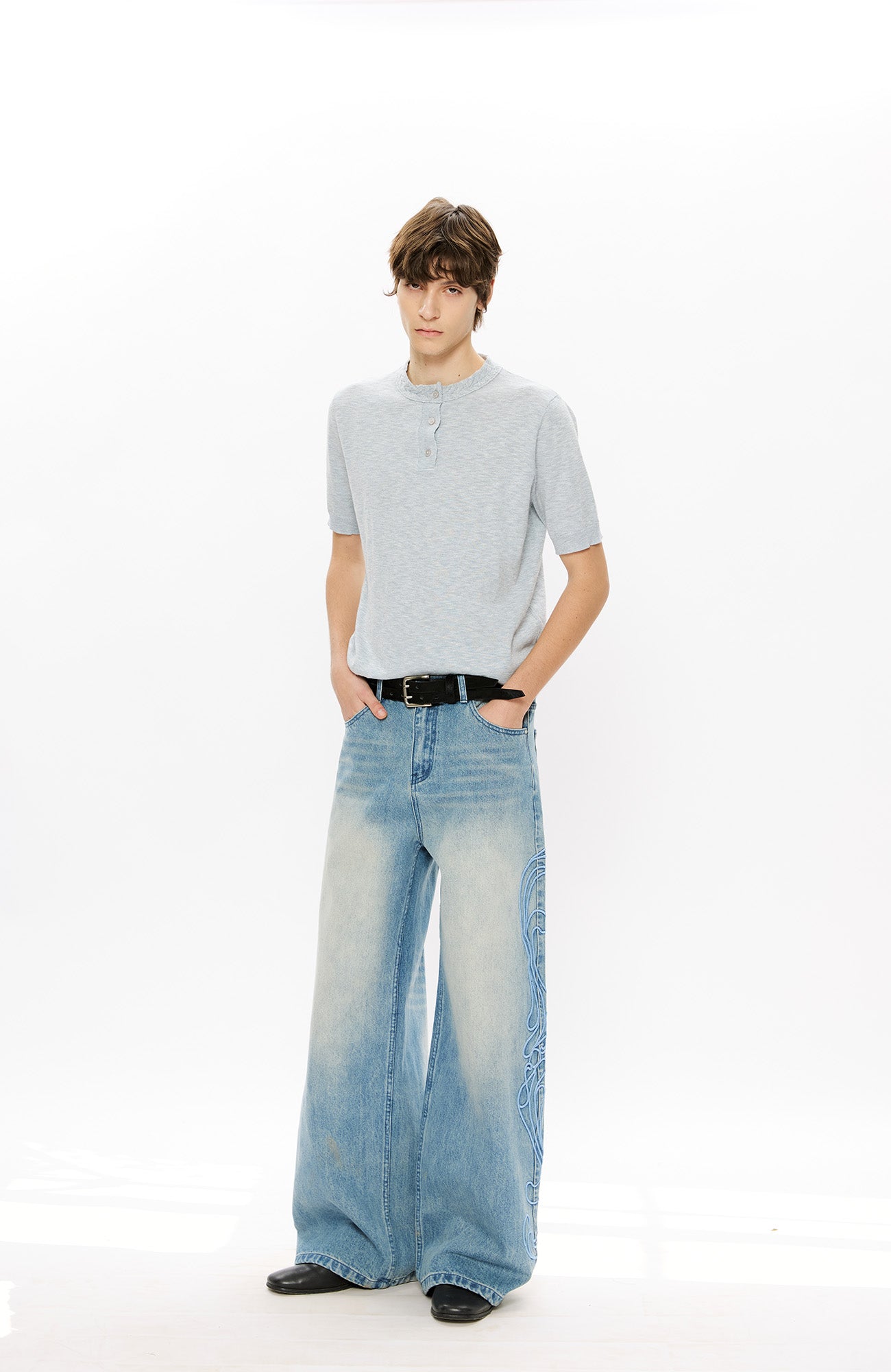 KREATE Totem Embroidered Jeans, premium urban and streetwear designers apparel on PROJECTISR.com, KREATE