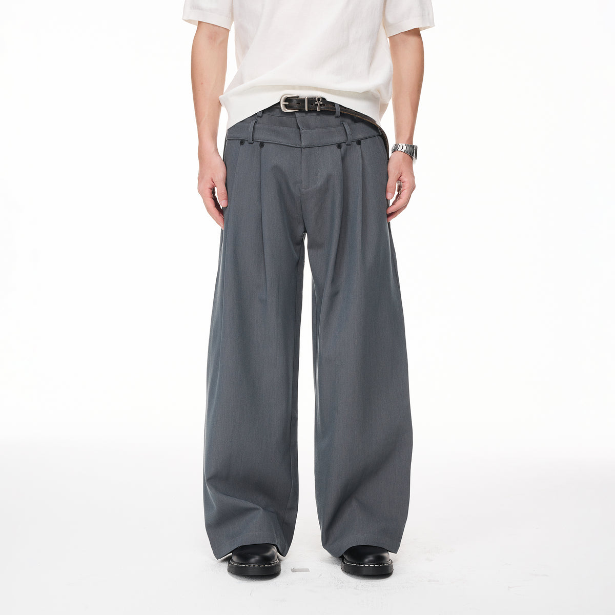 BOTANICA Double-Pleat Wide-Leg Trousers