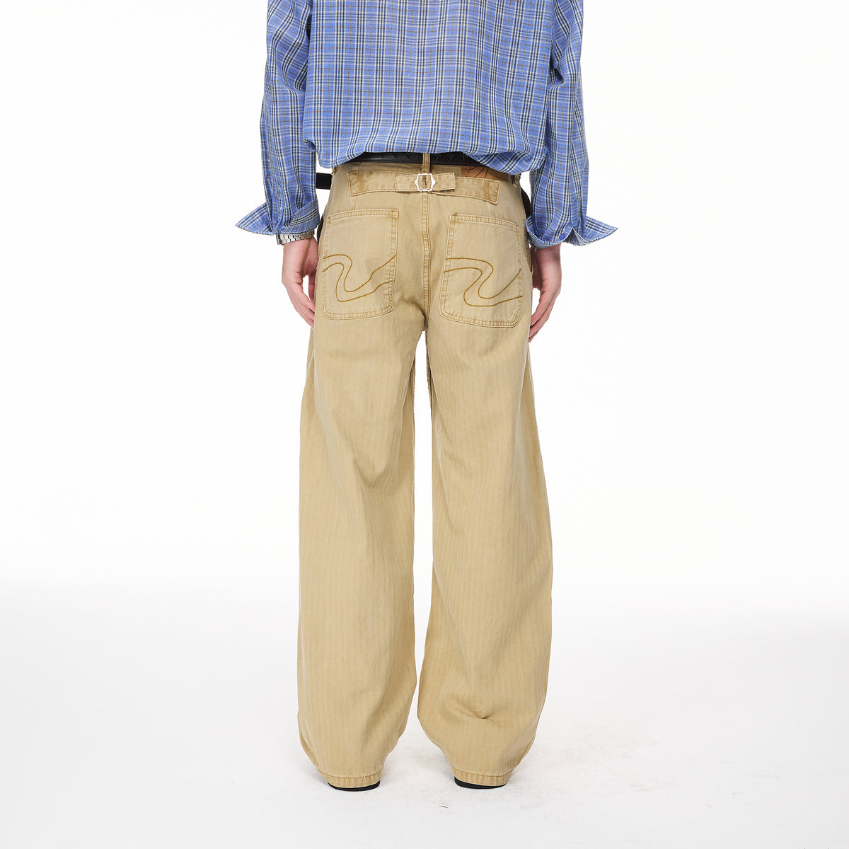 BOTANICA Retro Herringbone Slim Cotton Trousers
