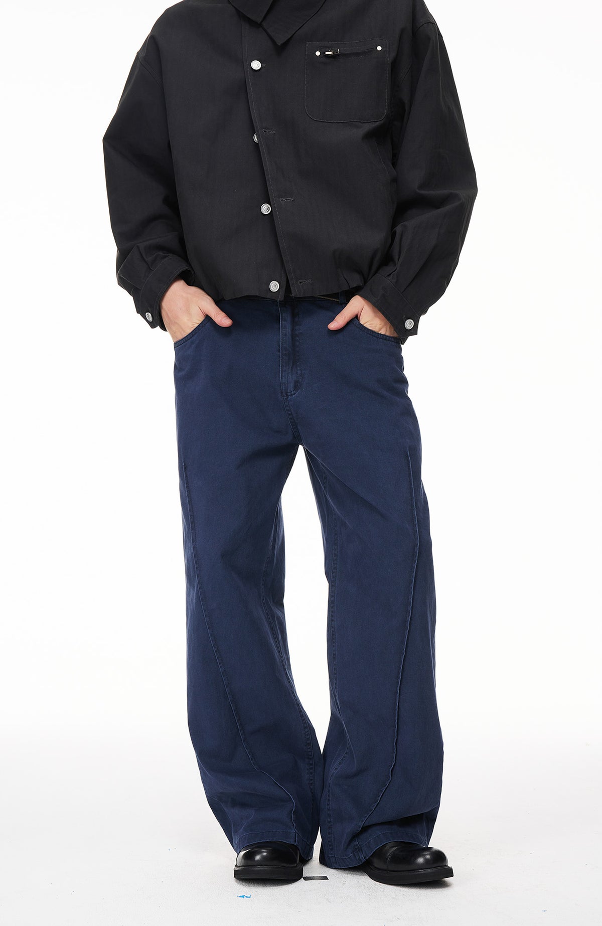 BOTANICA Retro Washed Pleated Straight-Leg Jeans