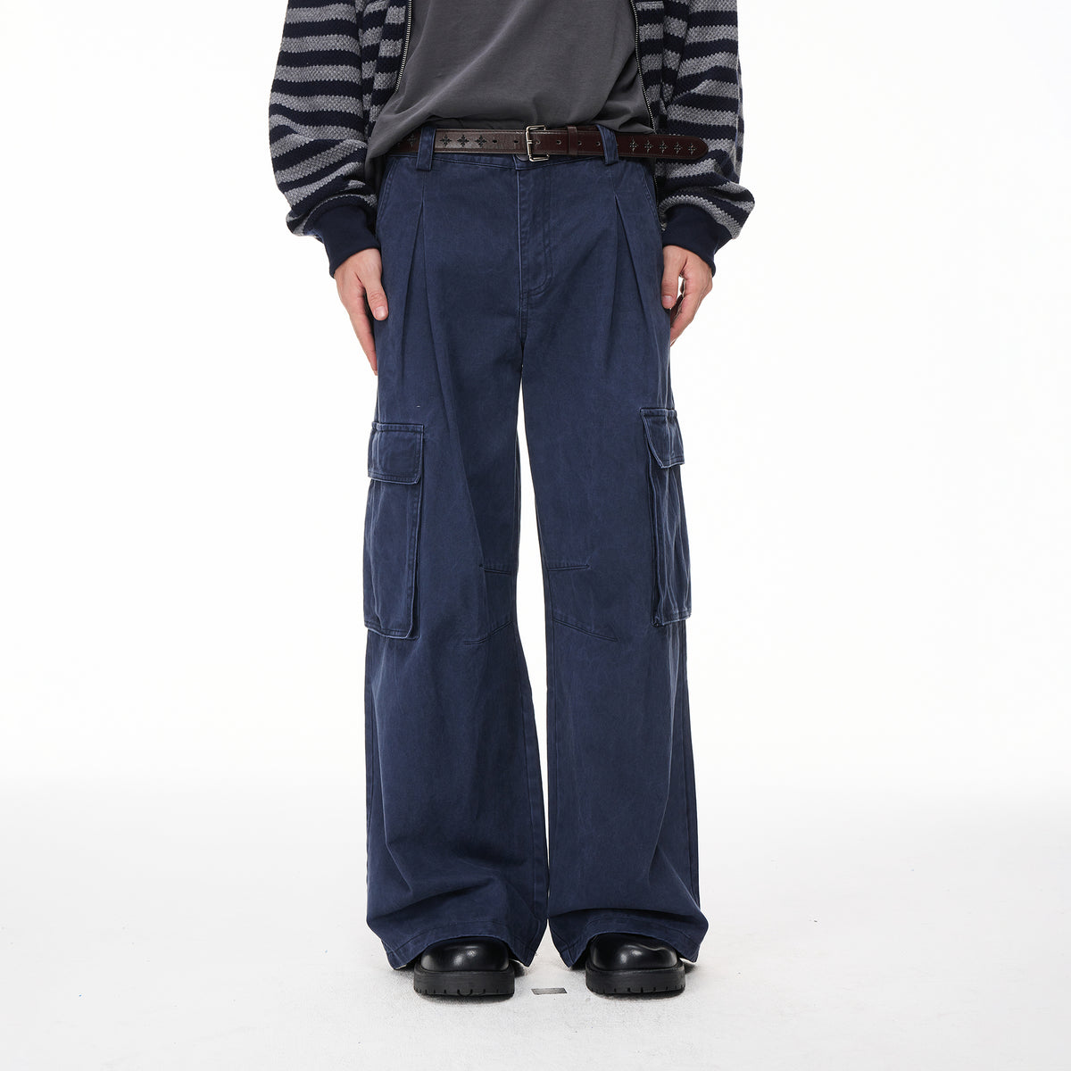 BOTANICA Washed Double-Pleat Multi-Pocket Wide-Leg Pants