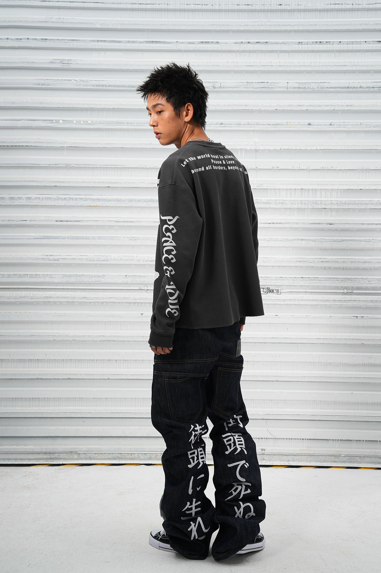 VINKID Pigeon Graphic Waffle Sweatshirt, premium urban and streetwear designers apparel on PROJECTISR.com, VINKID