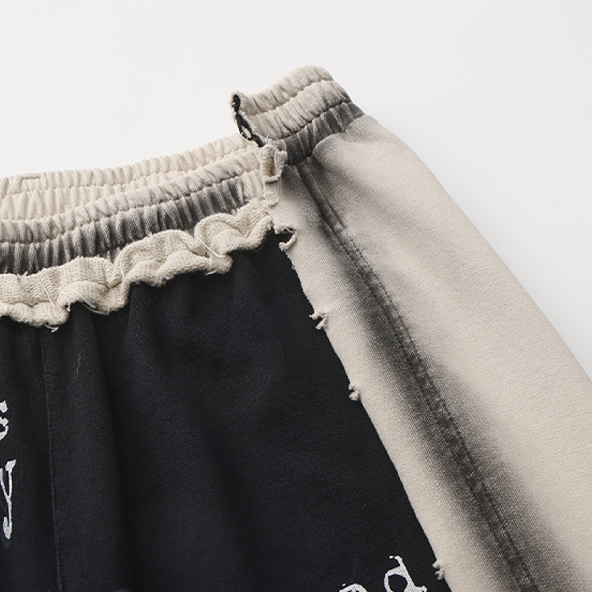 VANN VALRENCE Frayed Graphic Contrast Panel Sweatpants