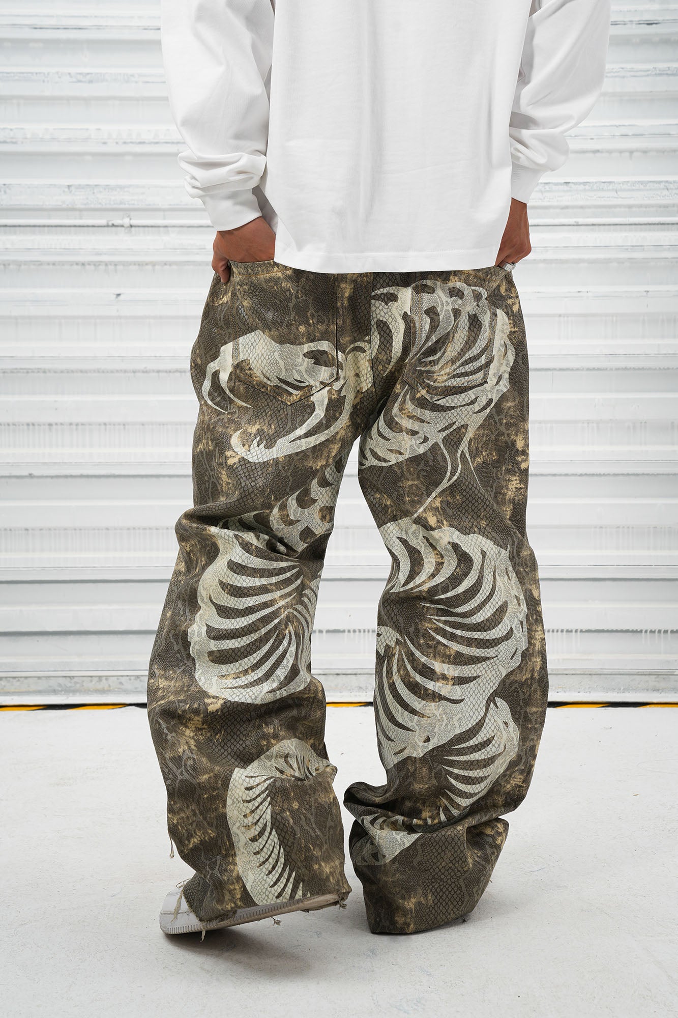 VINKID Snakeskin Waxed Baggy Pants, premium urban and streetwear designers apparel on PROJECTISR.com, VINKID
