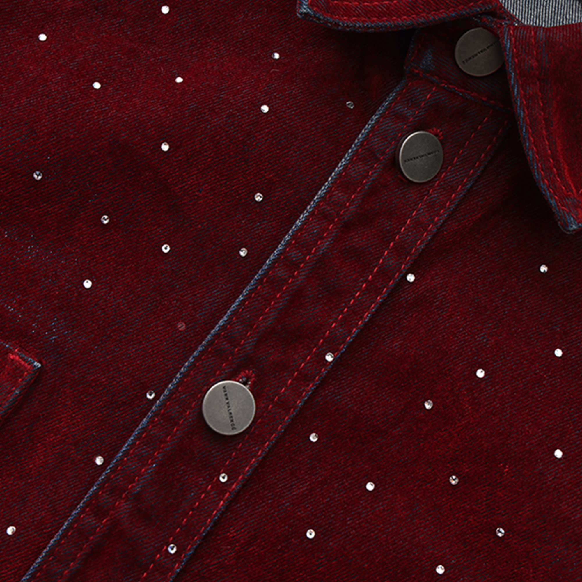 VANN VALRENCE Diamond-Studded Velvet Shirt Jacket