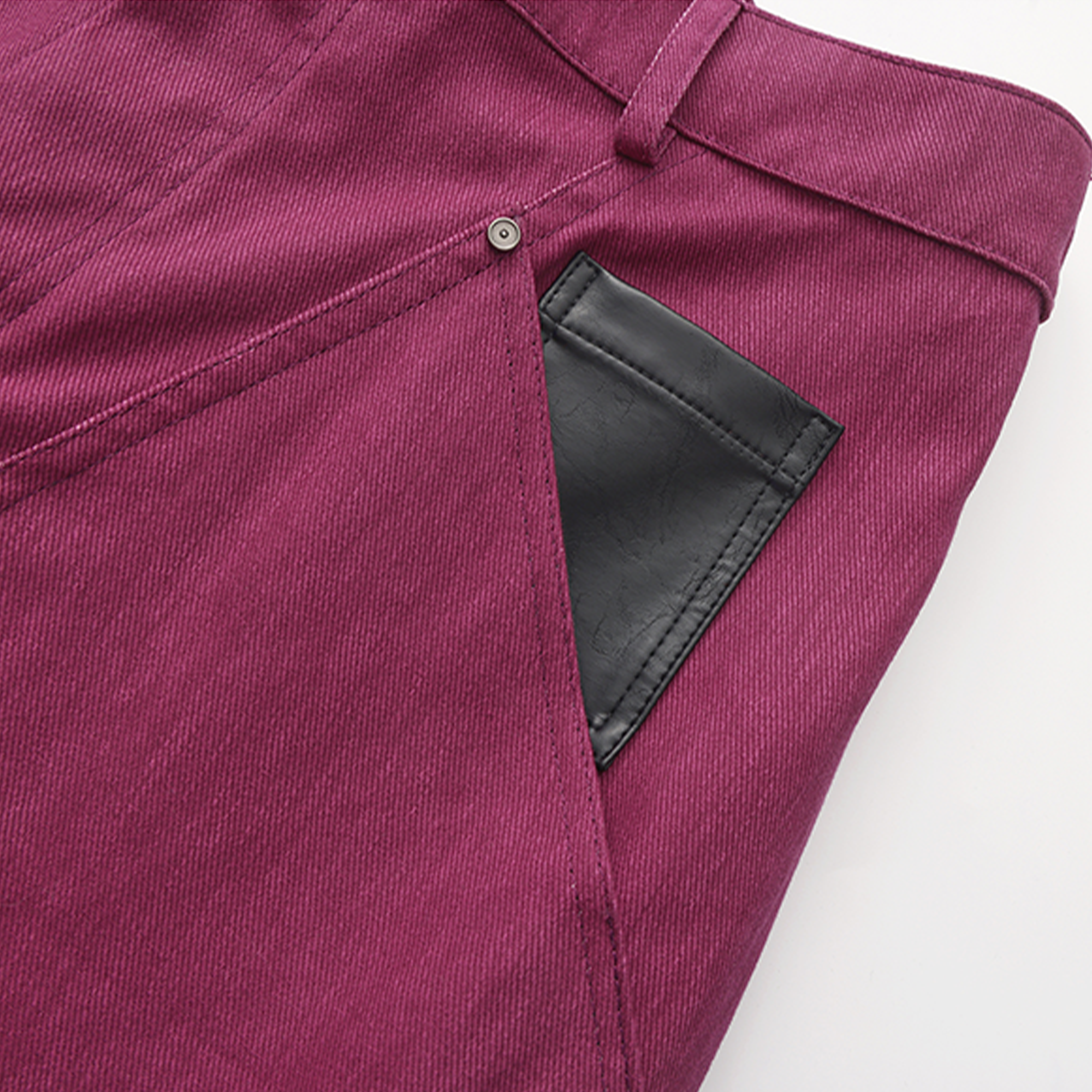 VANN VALRENCE Faux Leather-Paneled Barrel Jeans