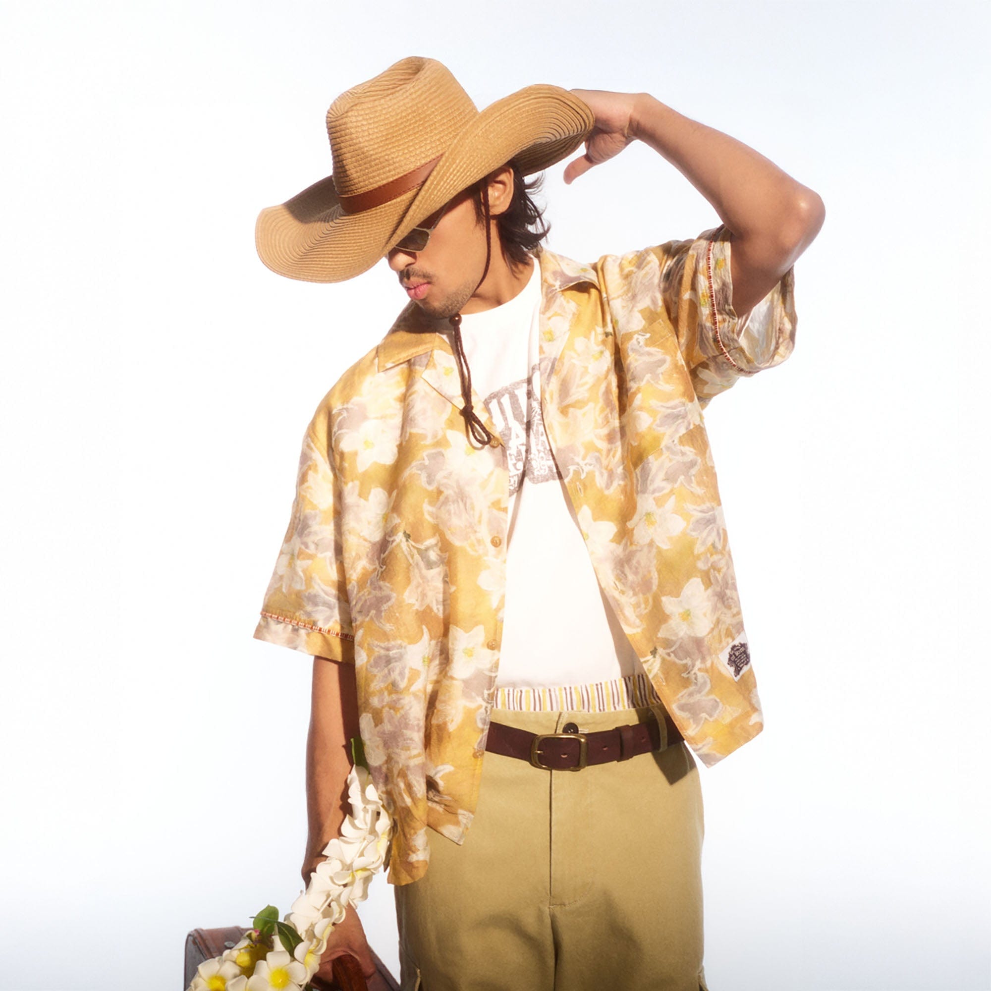 TRECLUB Floral Full-Print Cuban Half Shirt, premium urban and streetwear designers apparel on PROJECTISR.com, TRECLUB