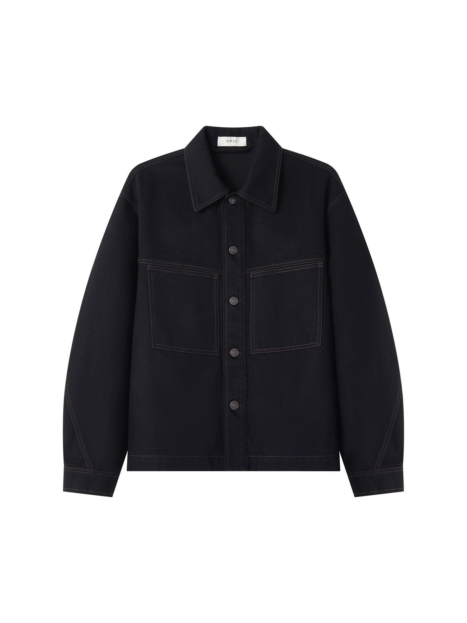 OPICLOTH Washed Patch-Pockets Curved-Cuffs Jacket