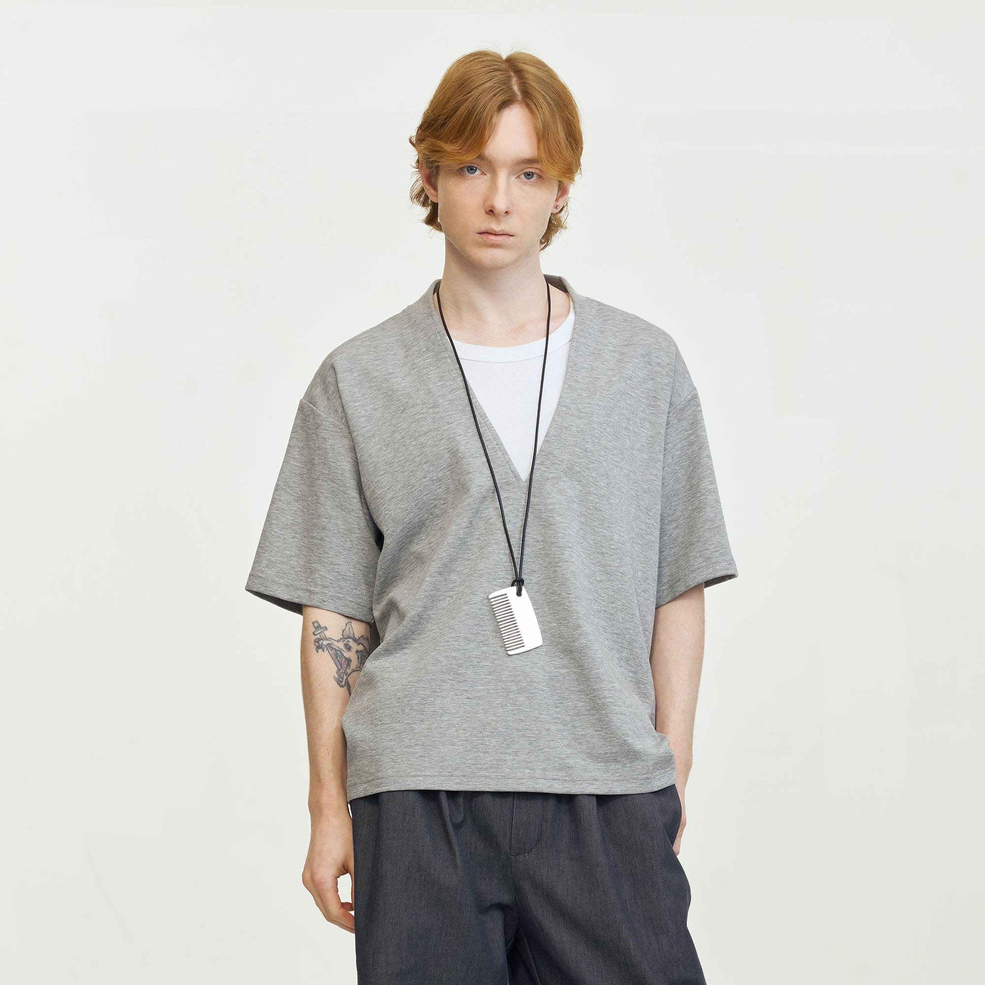 LEONSENSE Essential Deep V-Cut T-Shirt, premium urban and streetwear designers apparel on PROJECTISR.com, LEONSENSE