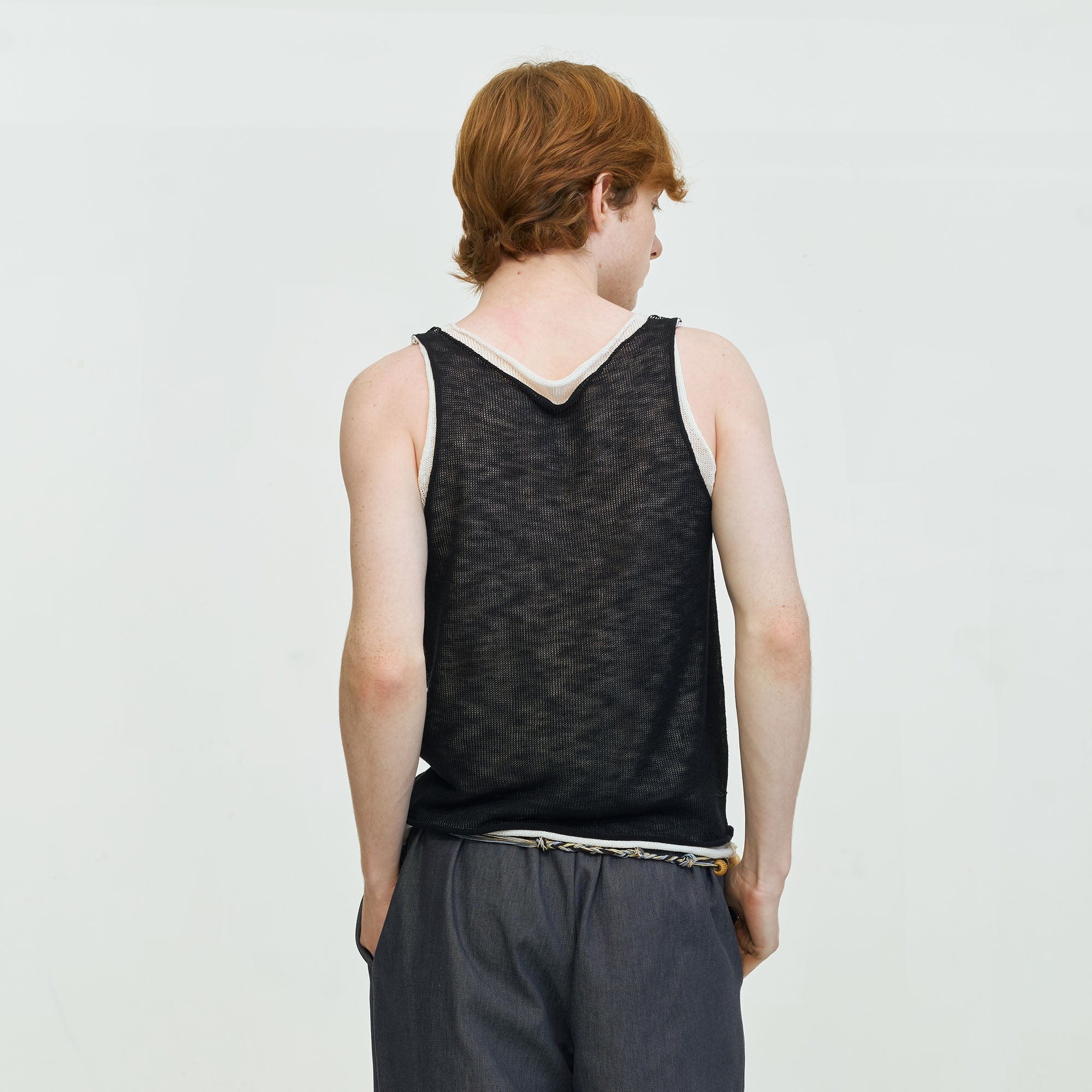 LEONSENSE Contrast Layered V-Neck Knit Tank Top, premium urban and streetwear designers apparel on PROJECTISR.com, LEONSENSE