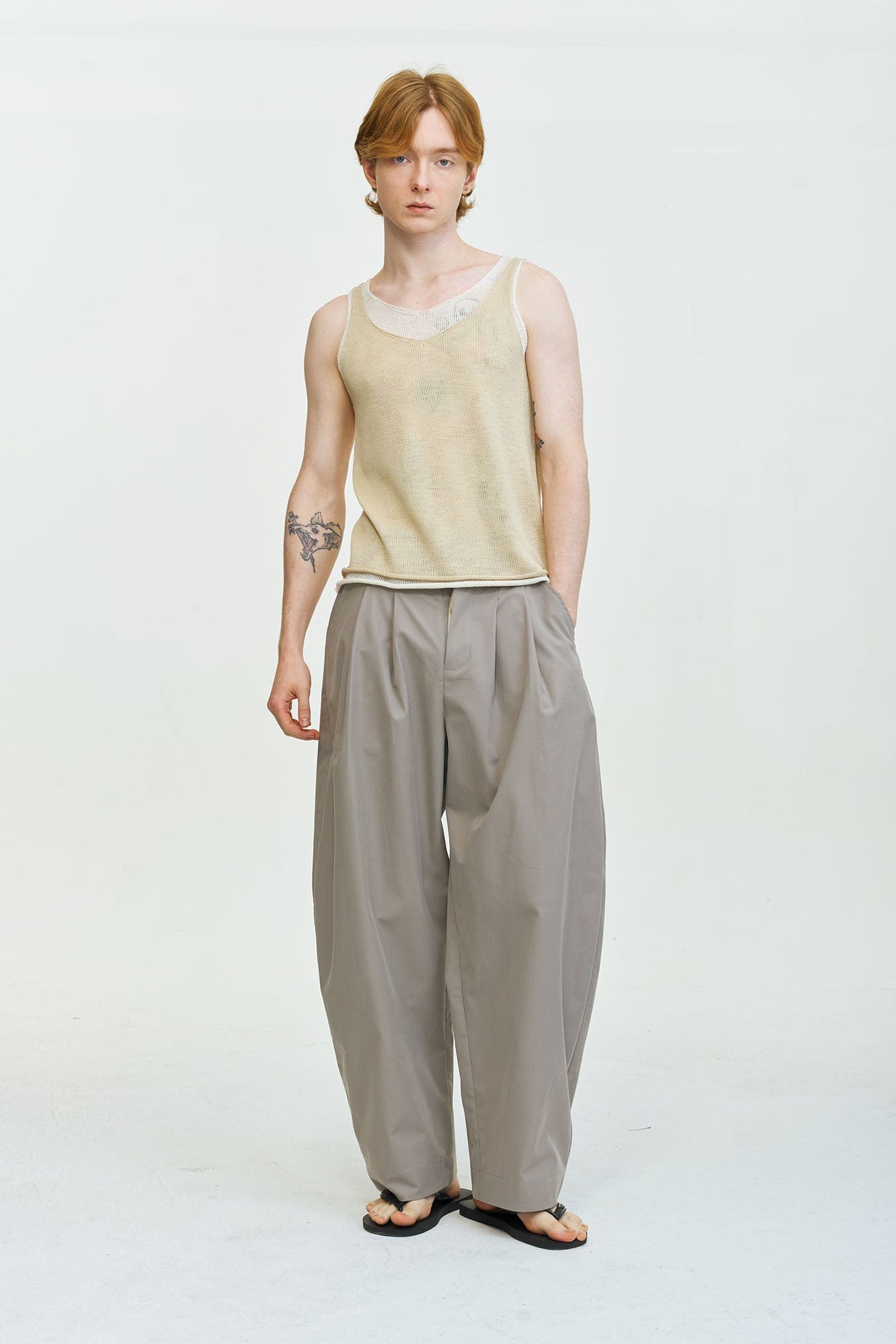 LEONSENSE Contrast Layered V-Neck Knit Tank Top, premium urban and streetwear designers apparel on PROJECTISR.com, LEONSENSE