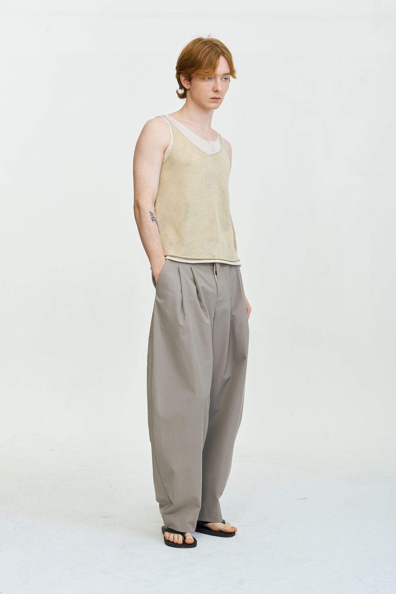 LEONSENSE Contrast Layered V-Neck Knit Tank Top, premium urban and streetwear designers apparel on PROJECTISR.com, LEONSENSE