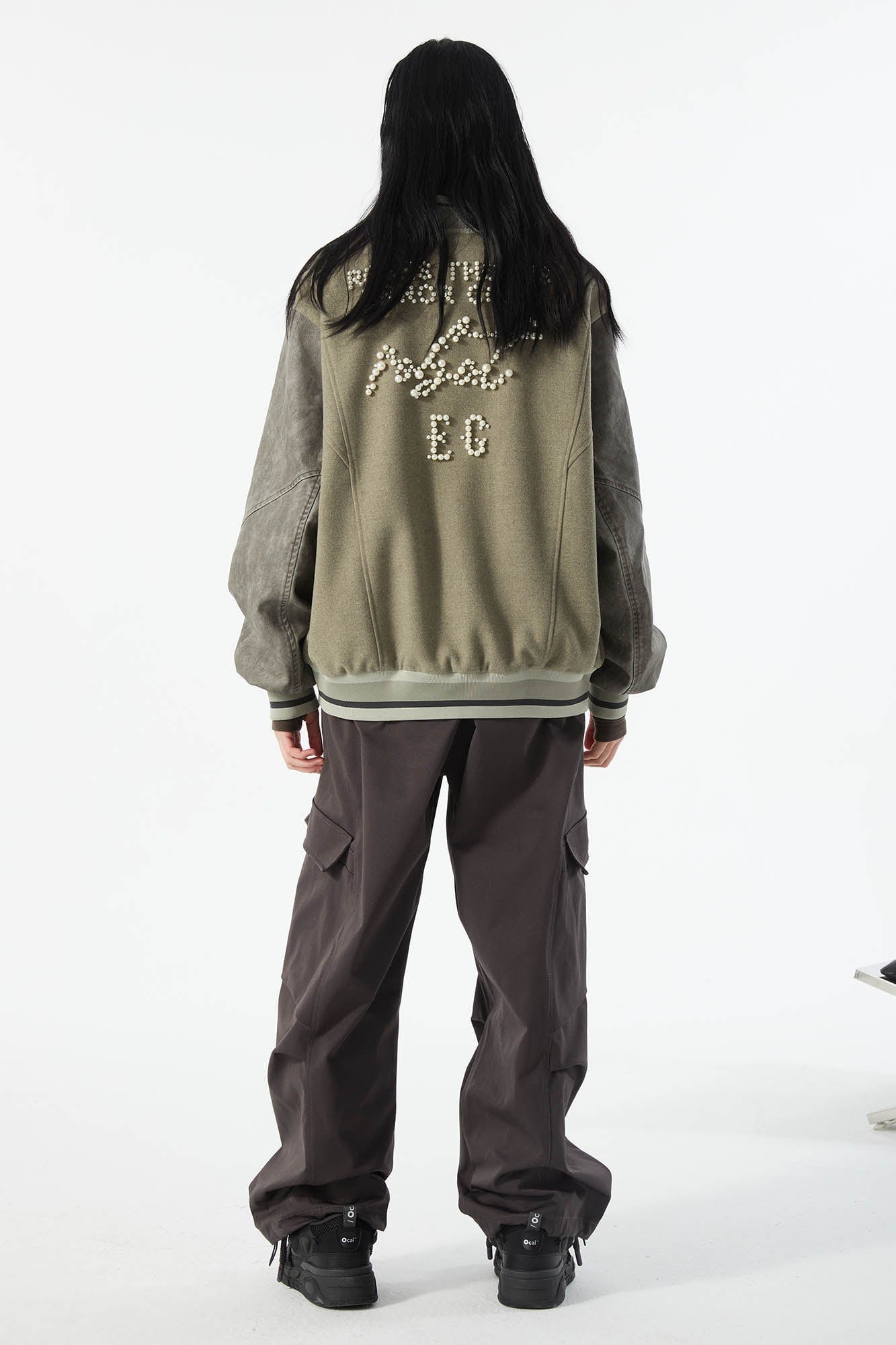 ERROR CODE ROBOT Pearl Embellished Paneled Varsity Jacket