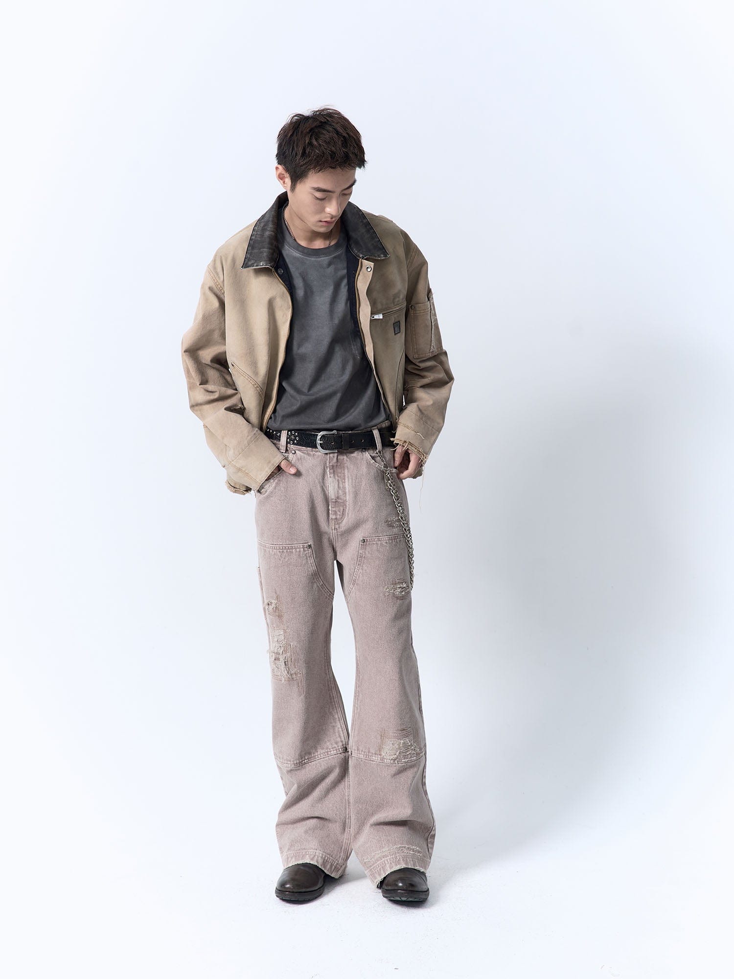 IN EXISTENCE Distressed Double-Knee Carpenter Jeans
