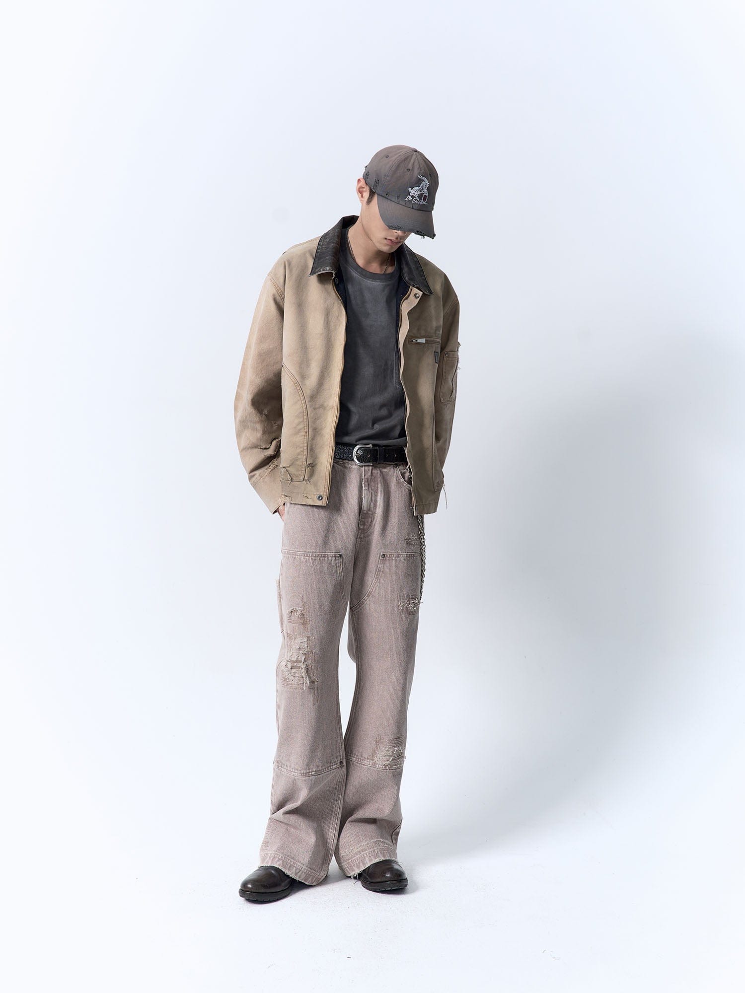 IN EXISTENCE Distressed Double-Knee Carpenter Jeans