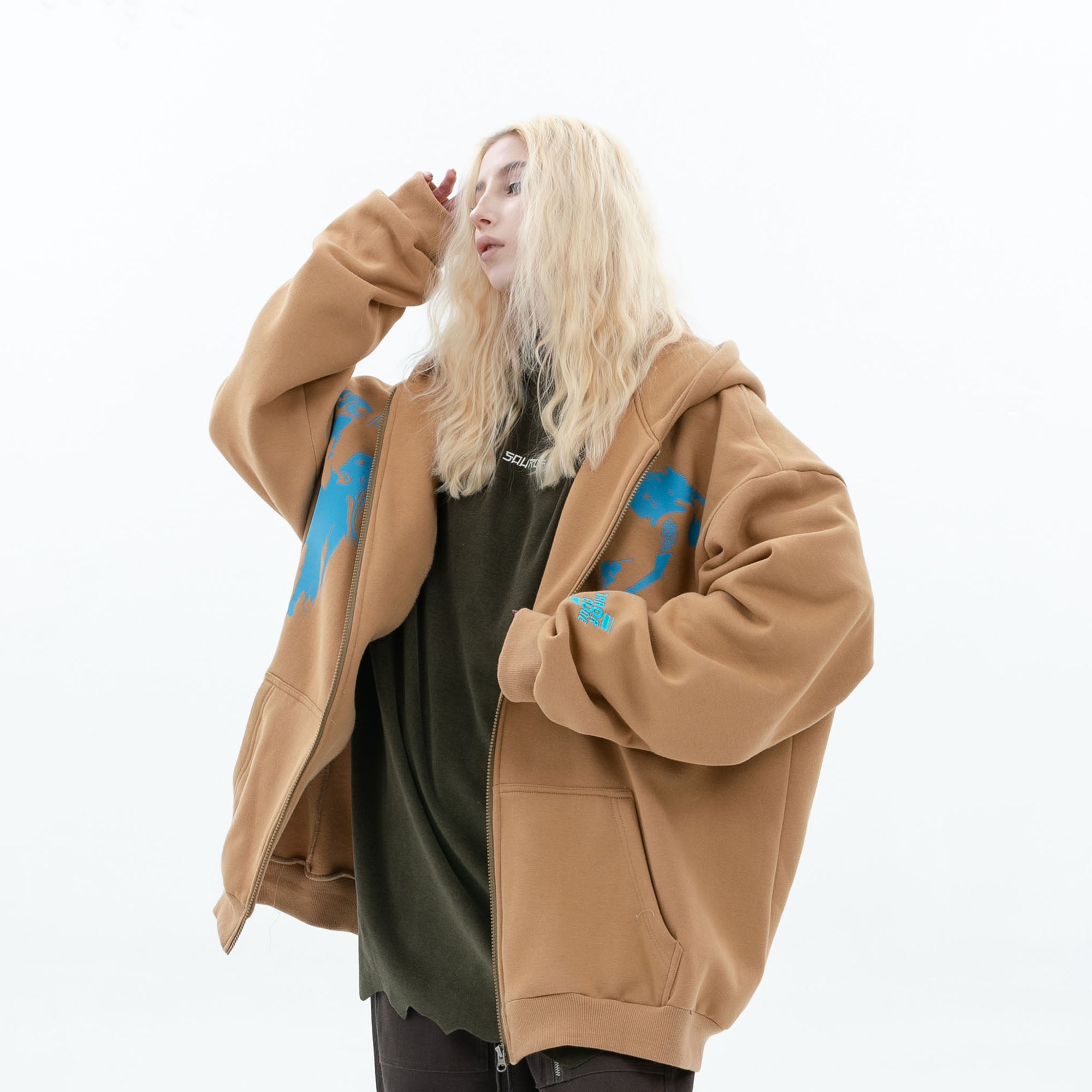 ERROR CODE ROBOT Fleetwood Mac Graphic Oversized Hooded Jacket, premium urban and streetwear designers apparel on PROJECTISR.com, ERROR CODE ROBOT