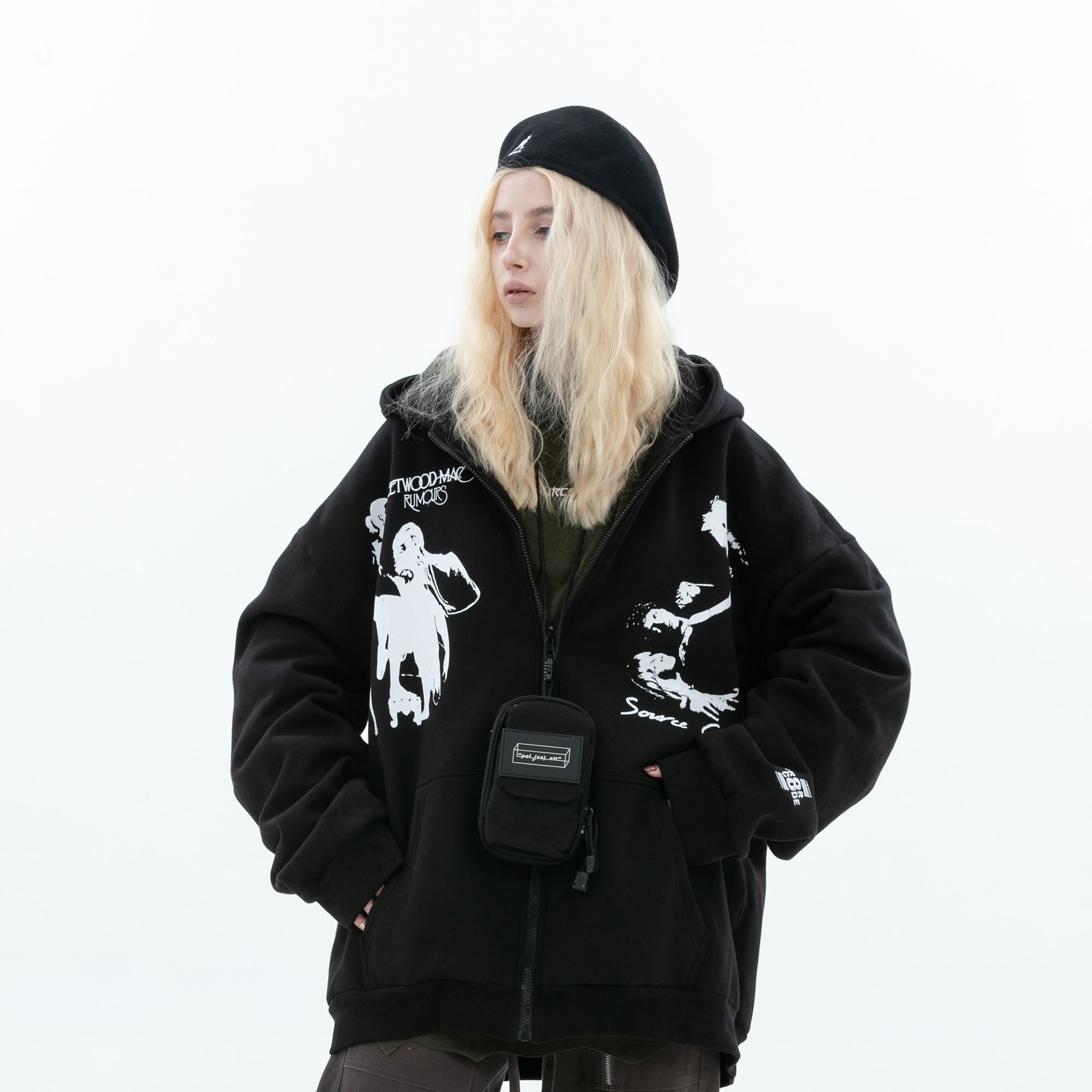 ERROR CODE ROBOT Fleetwood Mac Graphic Oversized Hooded Jacket, premium urban and streetwear designers apparel on PROJECTISR.com, ERROR CODE ROBOT