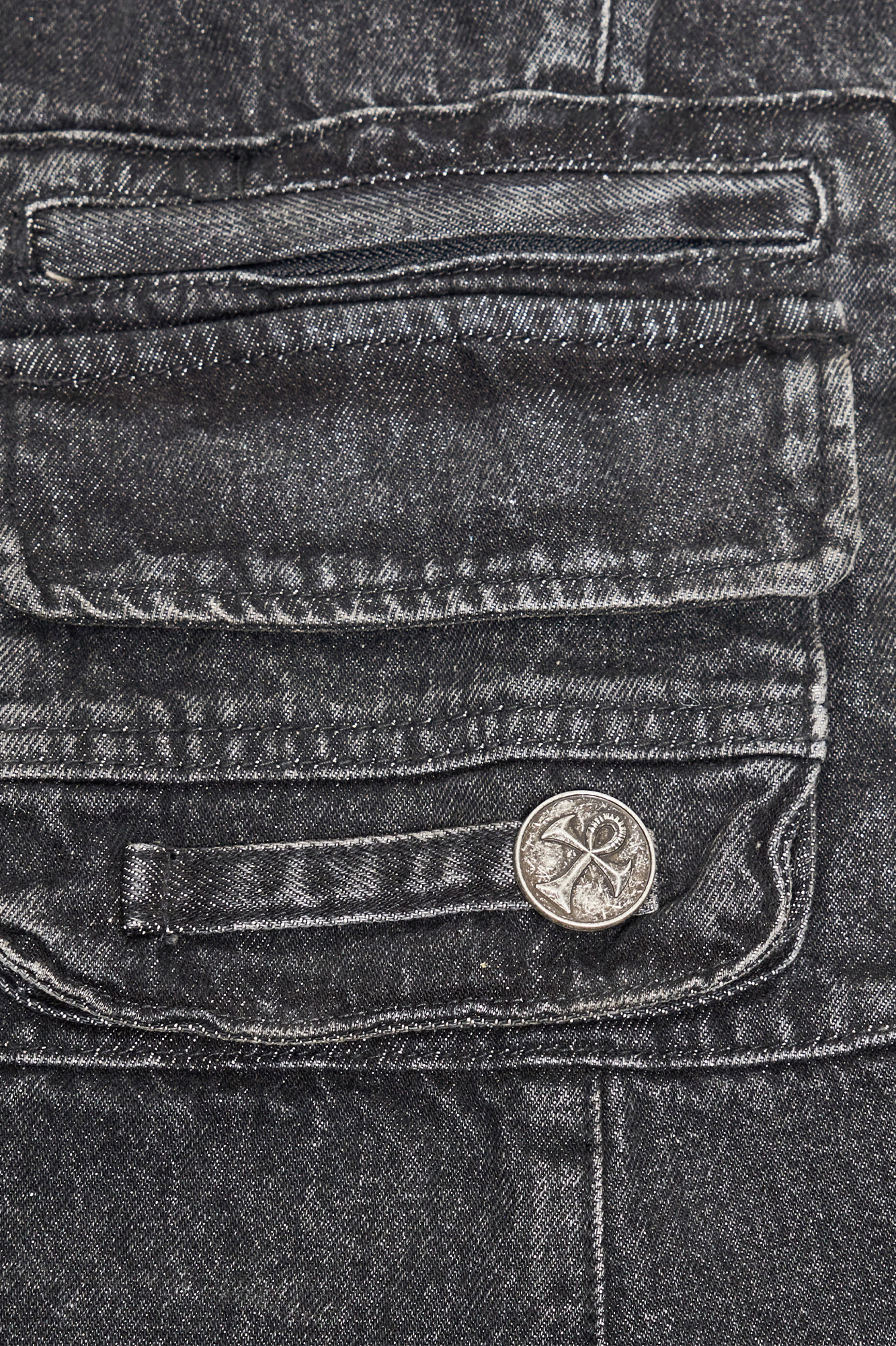 ANTI WAR REVIVAL Double Waistband Distressed Washed Flared Jeans