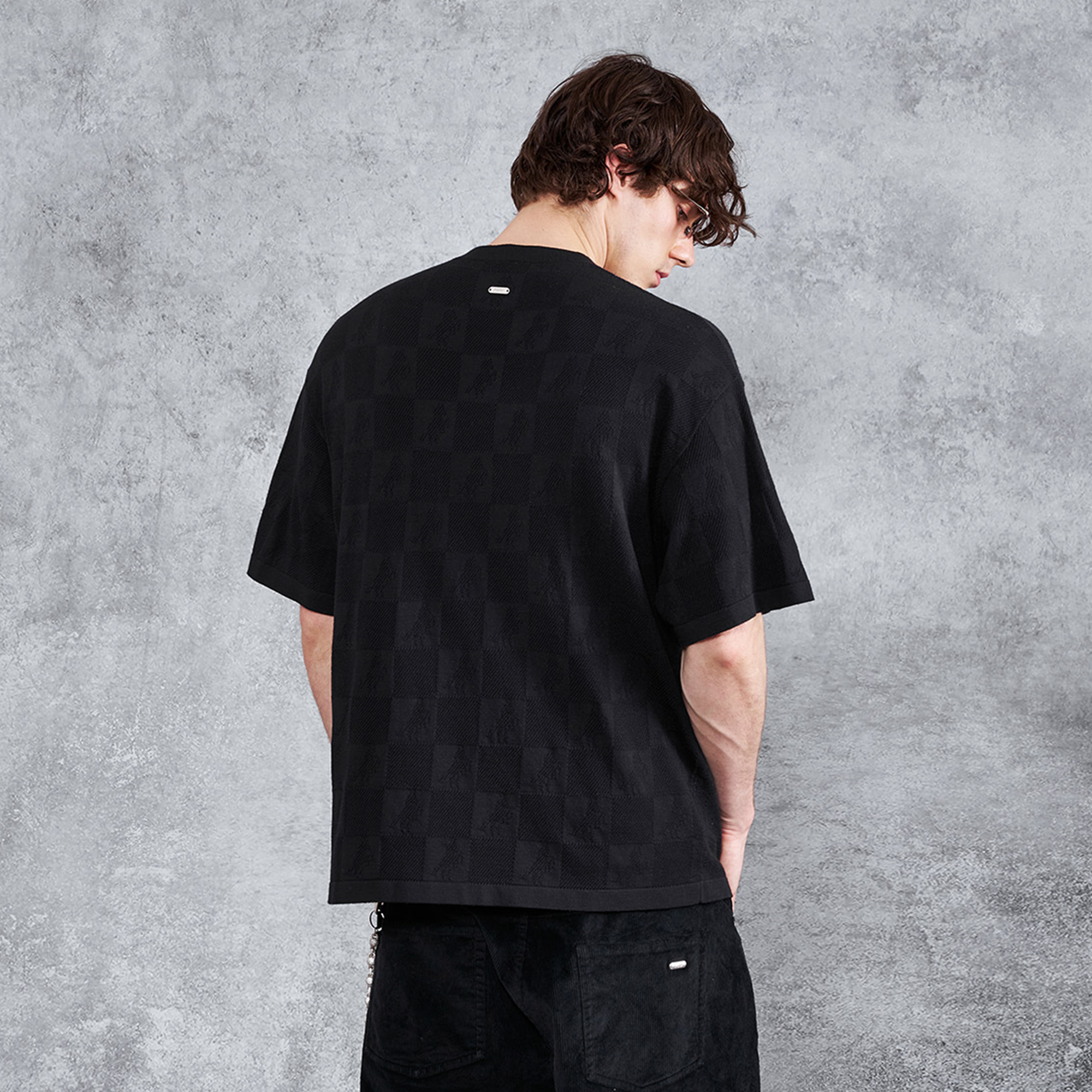 PMW Checkerboard Horse Jacquard Knitted T Shirt, premium urban and streetwear designers apparel on PROJECTISR.com, PMW