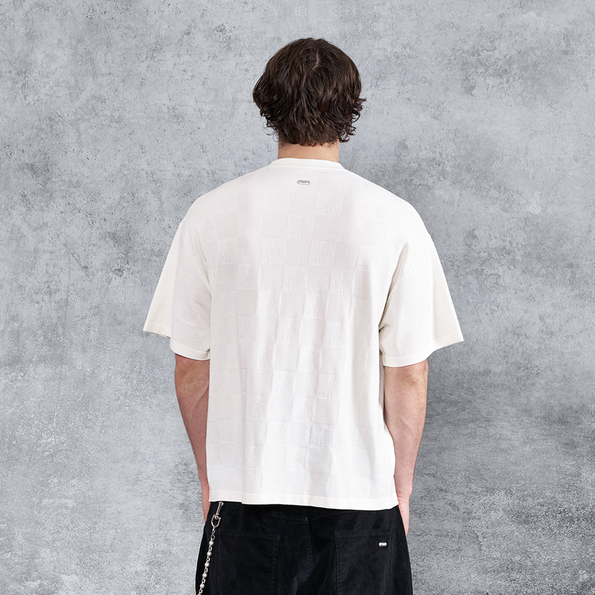 PMW Checkerboard Horse Jacquard Knitted T Shirt, premium urban and streetwear designers apparel on PROJECTISR.com, PMW