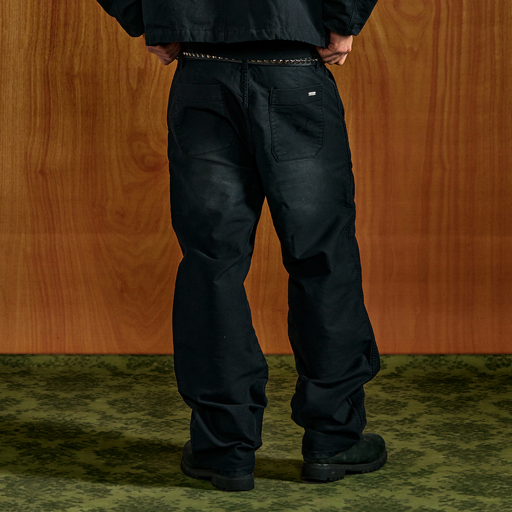 PMW Retro Washed Crinkled Wide-Leg Jeans