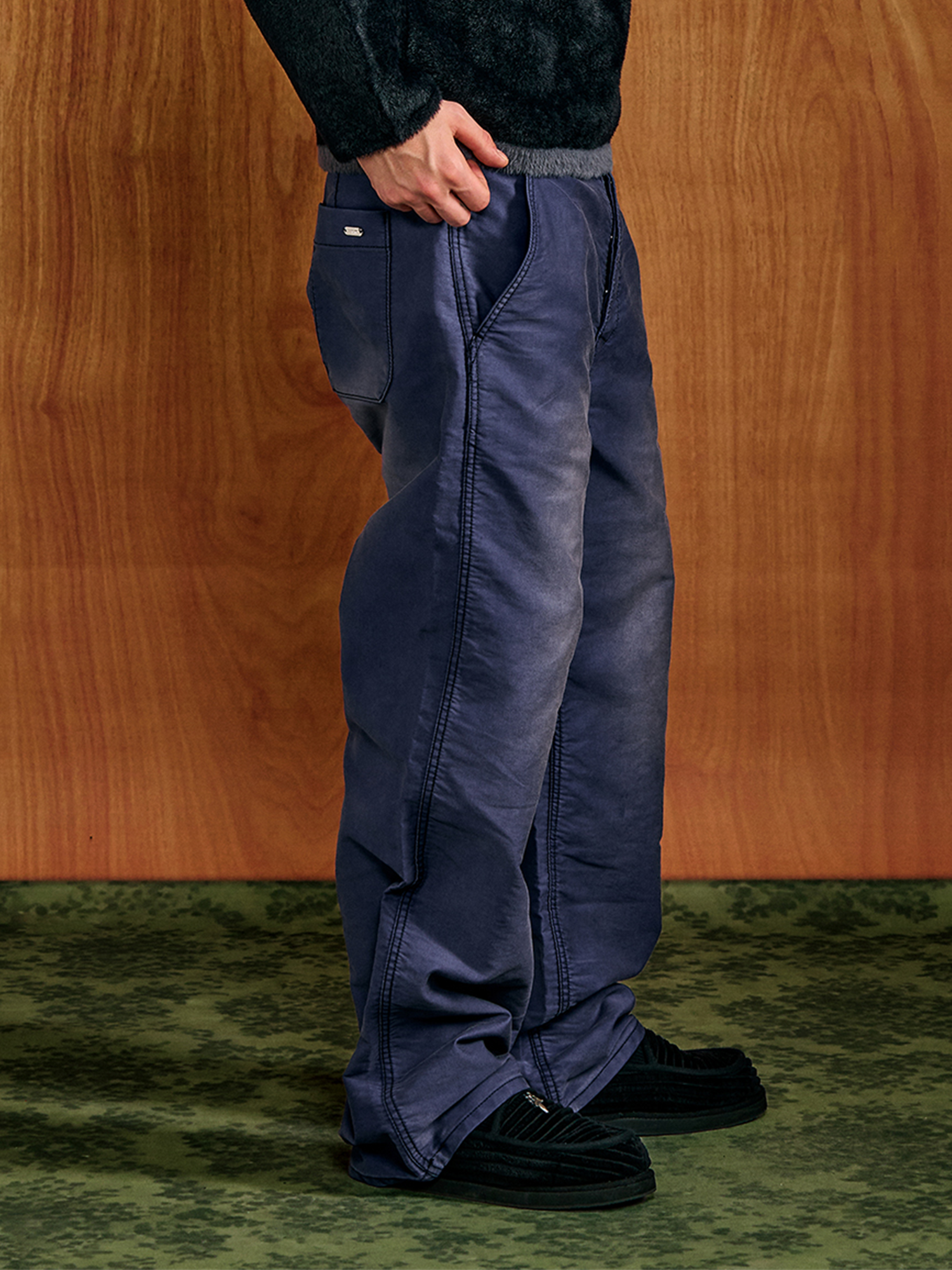 PMW Retro Washed Crinkled Wide-Leg Jeans