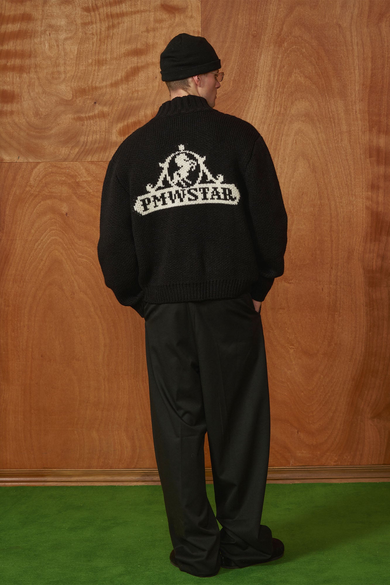 PMW Chunky LOGO Intarsia Zip-Up Sweater