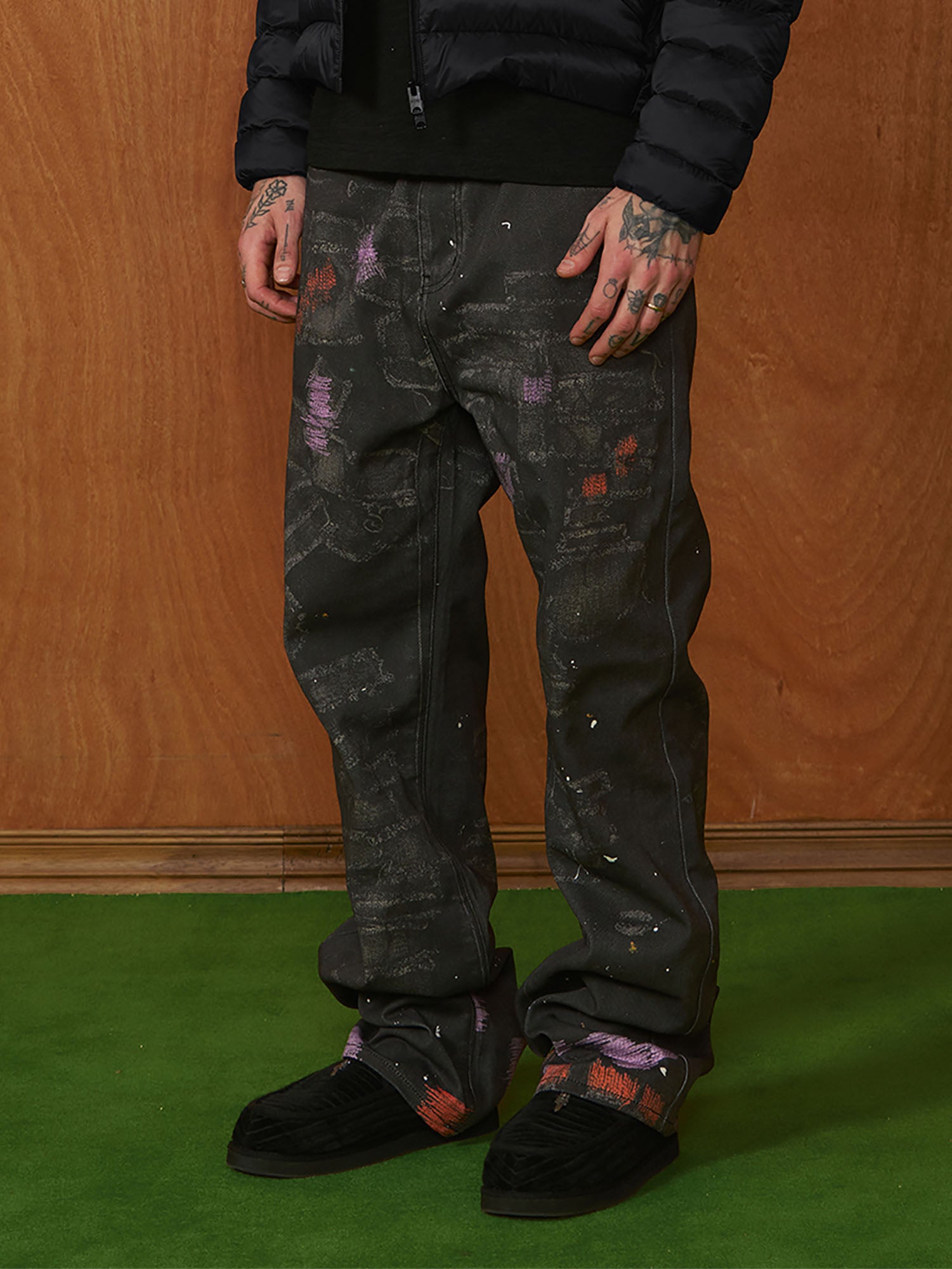PMW Distressed Brush-Paint Straight-Leg Jeans, premium urban and streetwear designers apparel on PROJECTISR.com, PMW