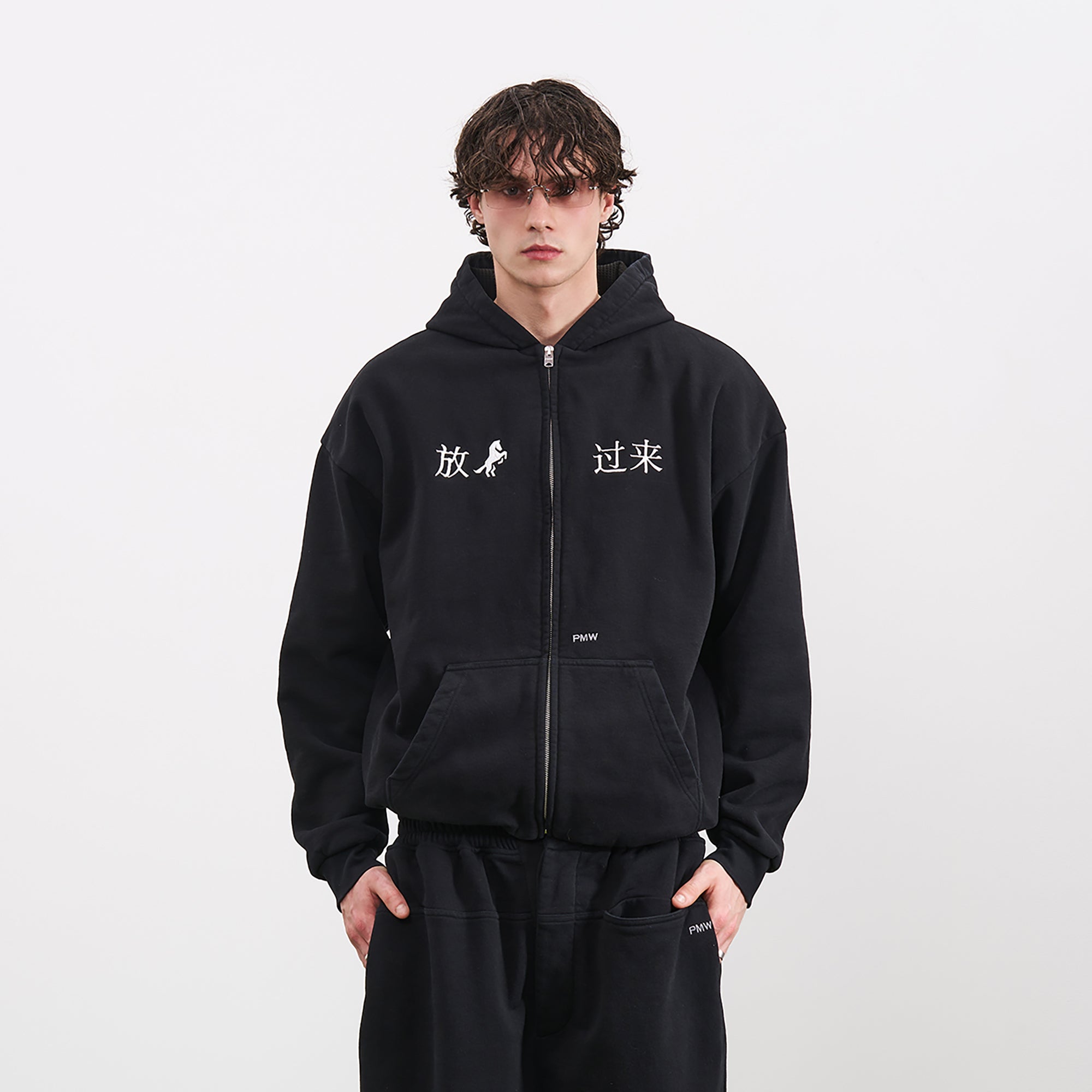 PMW Chinese Slogan Zip-Up Hoodie, premium urban and streetwear designers apparel on PROJECTISR.com, PMW