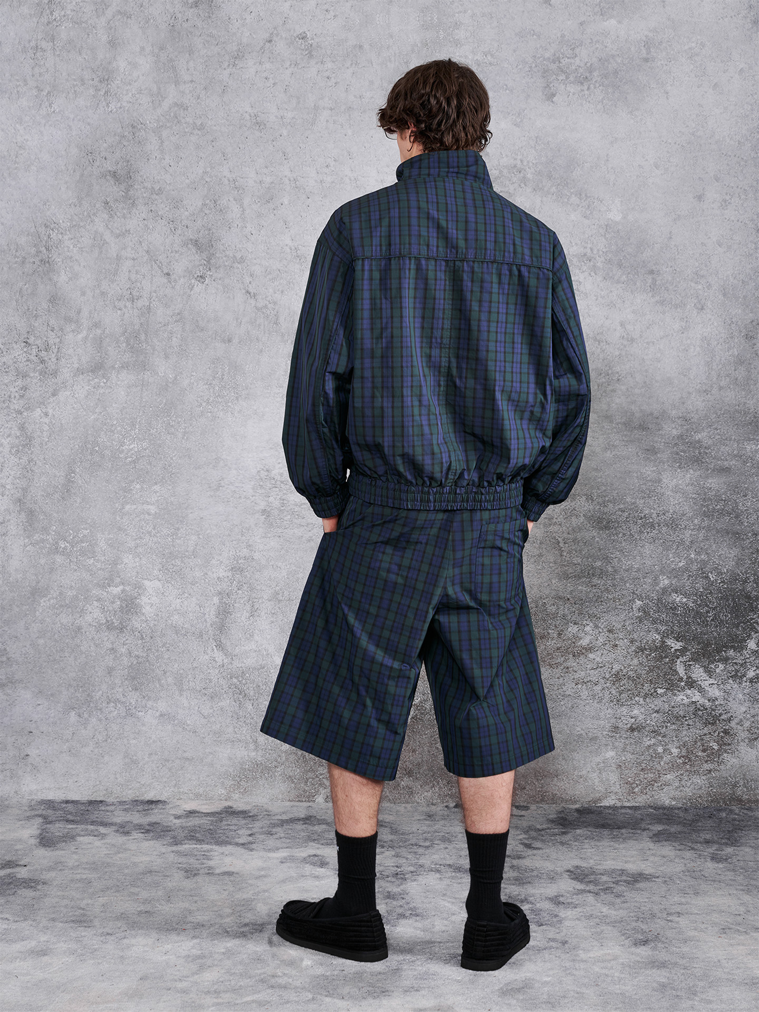 PMW Retro Plaid Drawstring Wide-Leg Shorts, premium urban and streetwear designers apparel on PROJECTISR.com, PMW