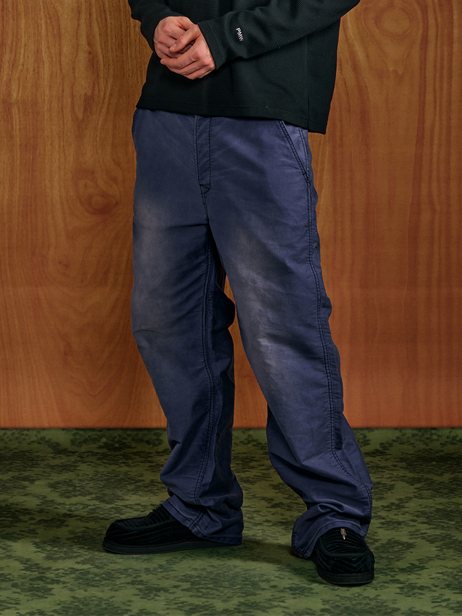 PMW Retro Washed Crinkled Wide-Leg Jeans