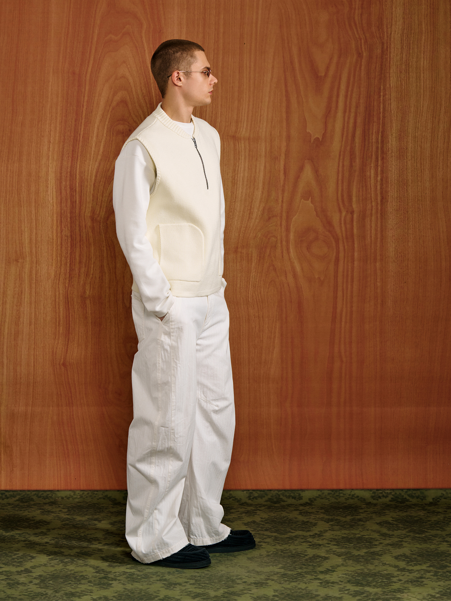 PMW Half-Zip Pockets Knit Vest