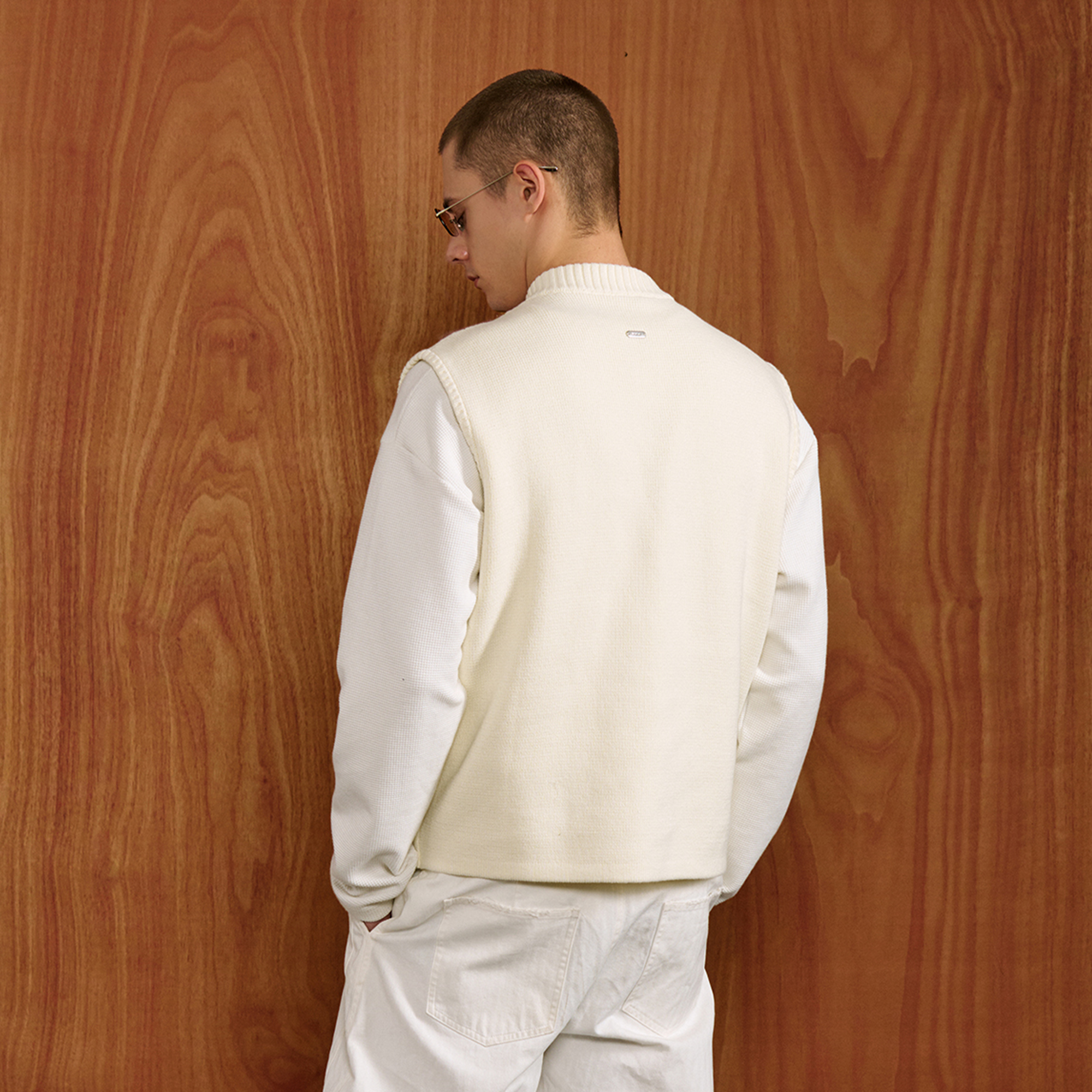 PMW Half-Zip Pockets Knit Vest