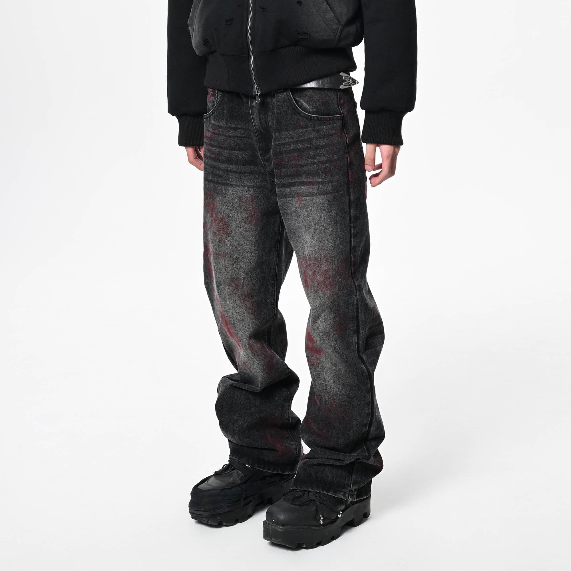 SAVAGEGROWTHWORLD Distressed Blood-Splatter Jeans