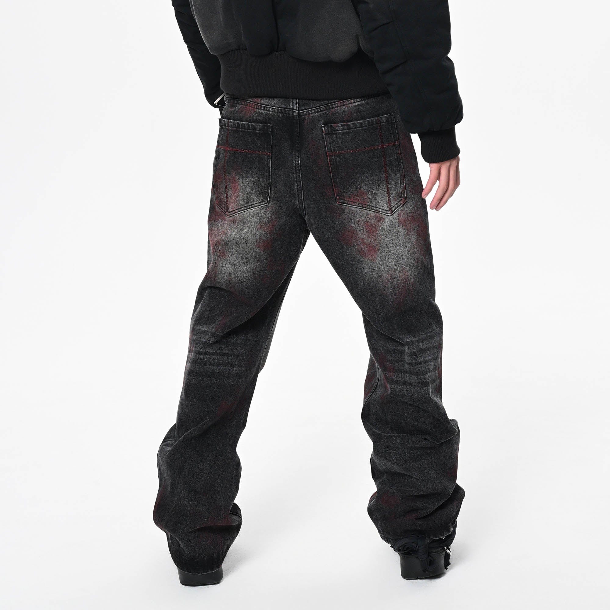 SAVAGEGROWTHWORLD Distressed Blood-Splatter Jeans