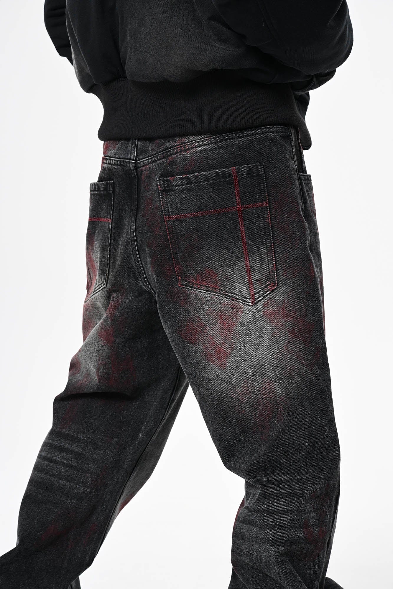 SAVAGEGROWTHWORLD Distressed Blood-Splatter Jeans