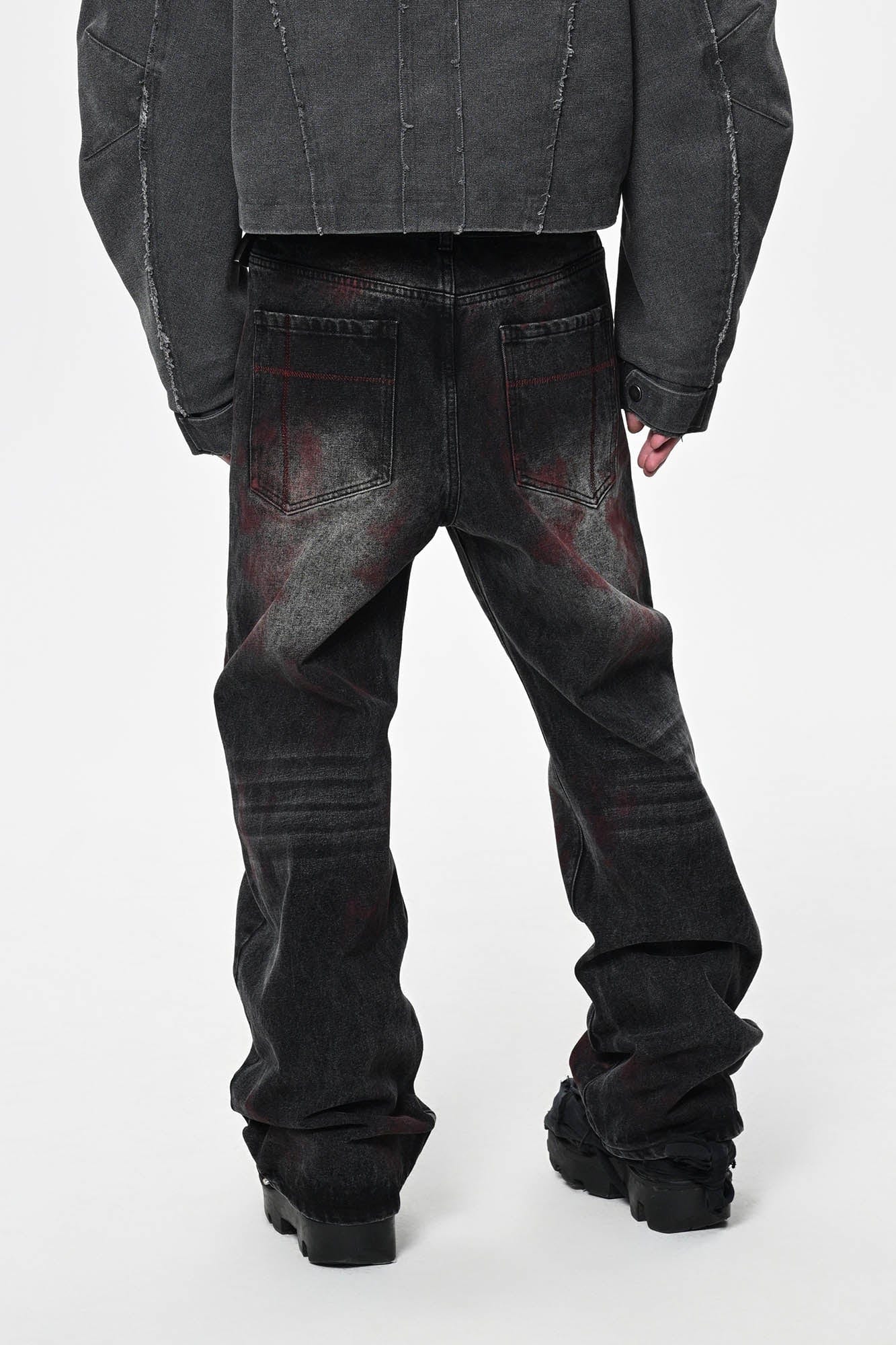 SAVAGEGROWTHWORLD Distressed Blood-Splatter Jeans