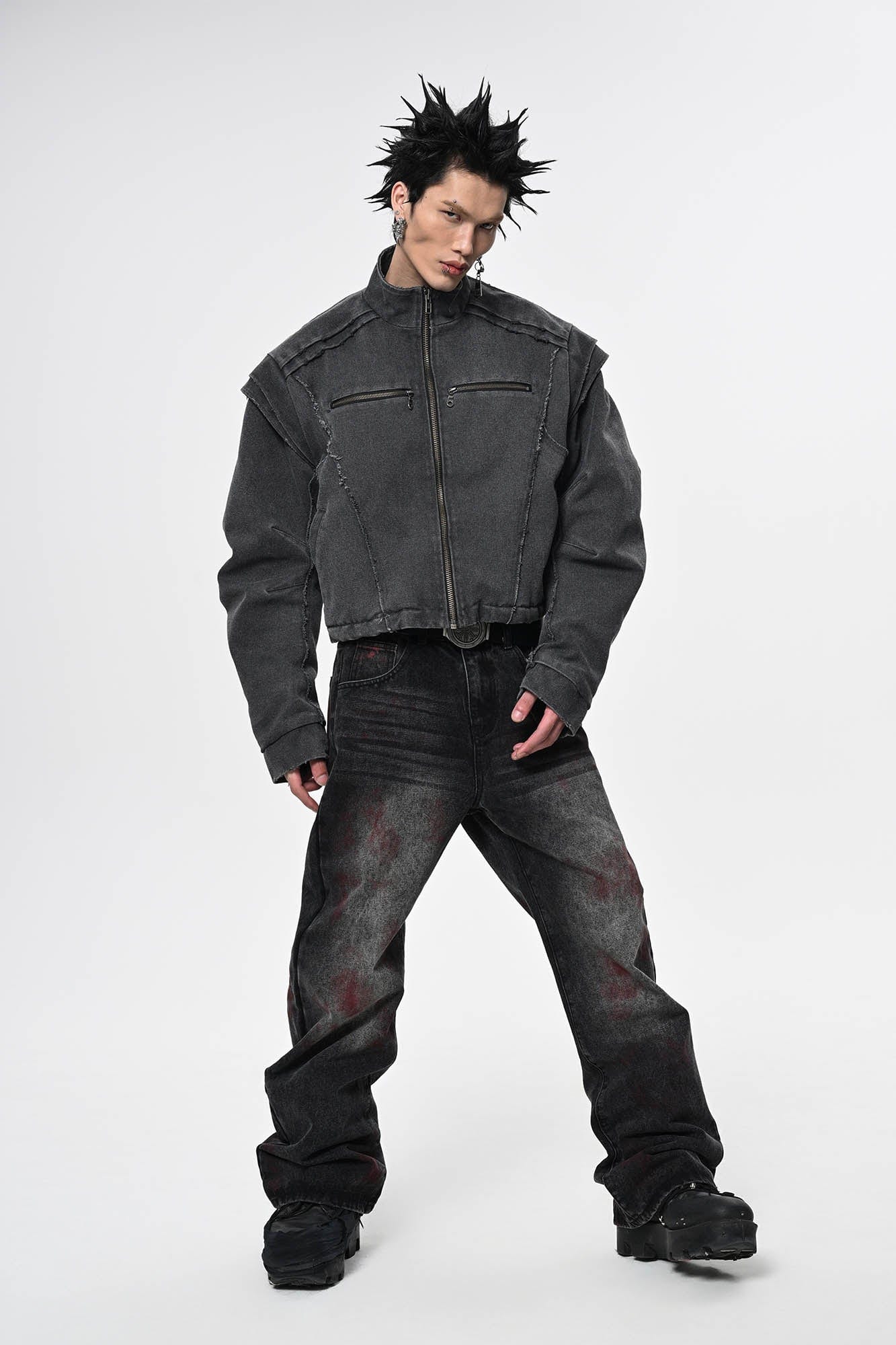 SAVAGEGROWTHWORLD Distressed Blood-Splatter Jeans